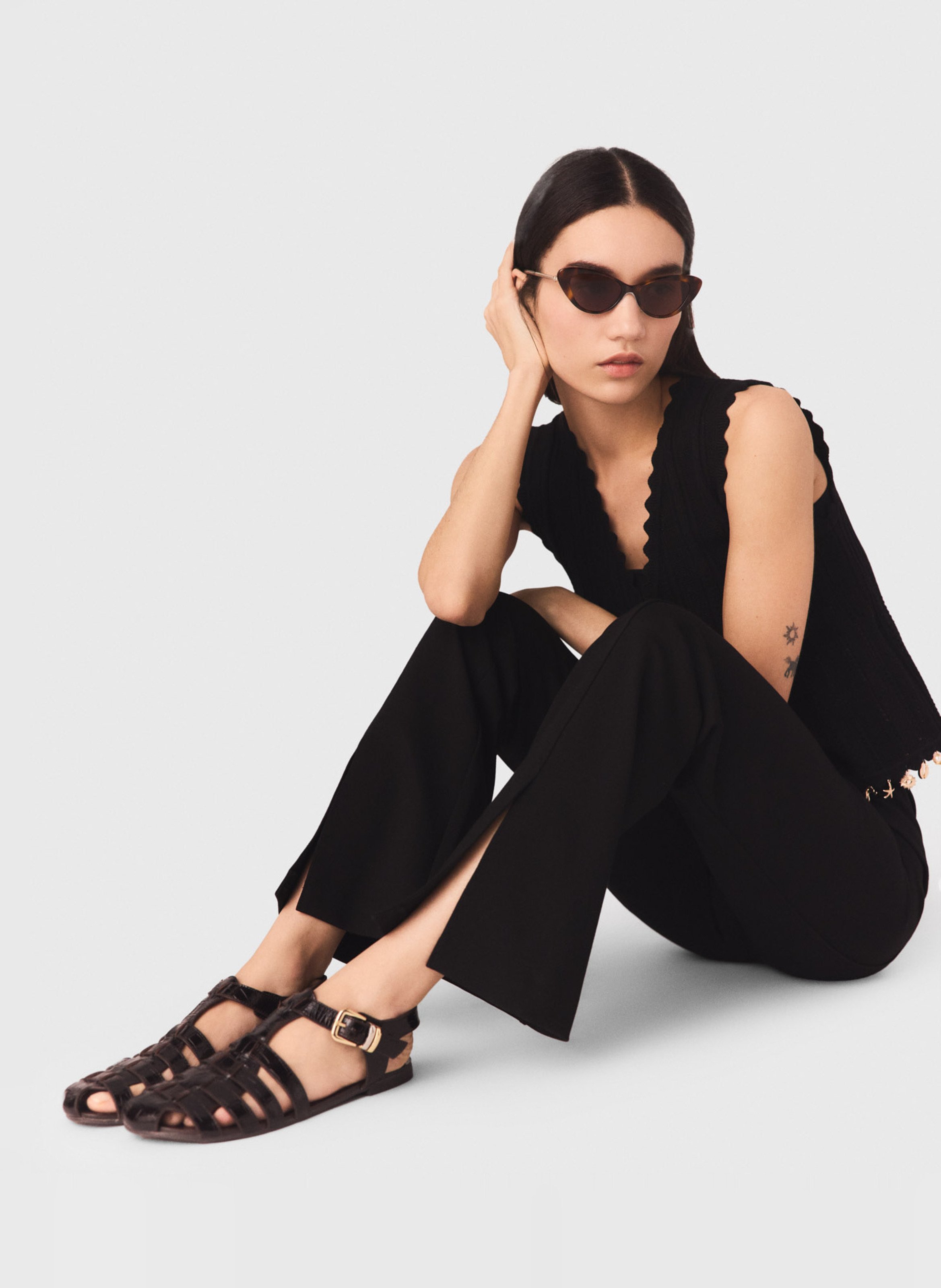 Pantalon flare stretch MAJE Noir