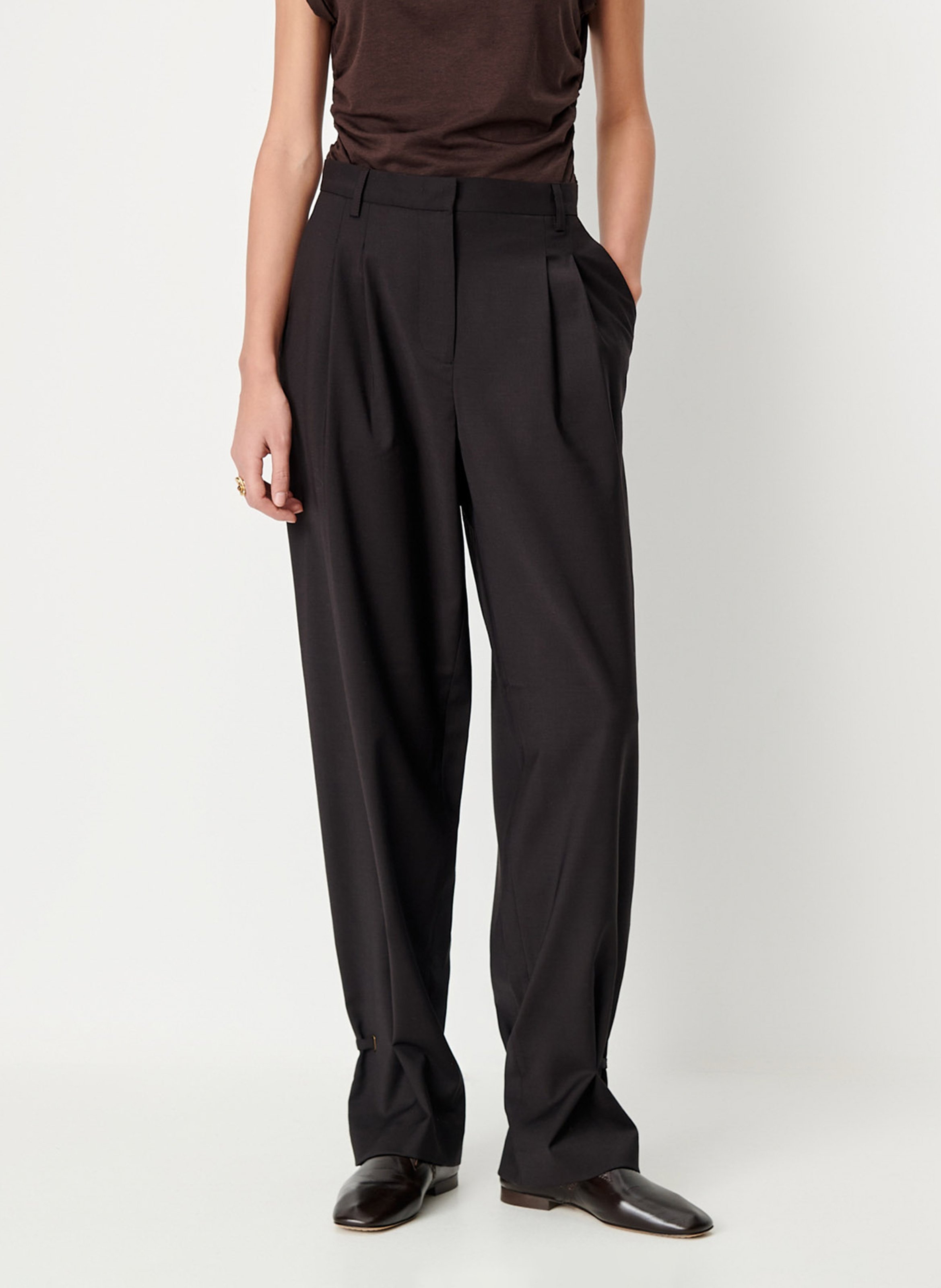 Wijde broek | wolblend SESSUN Bruin