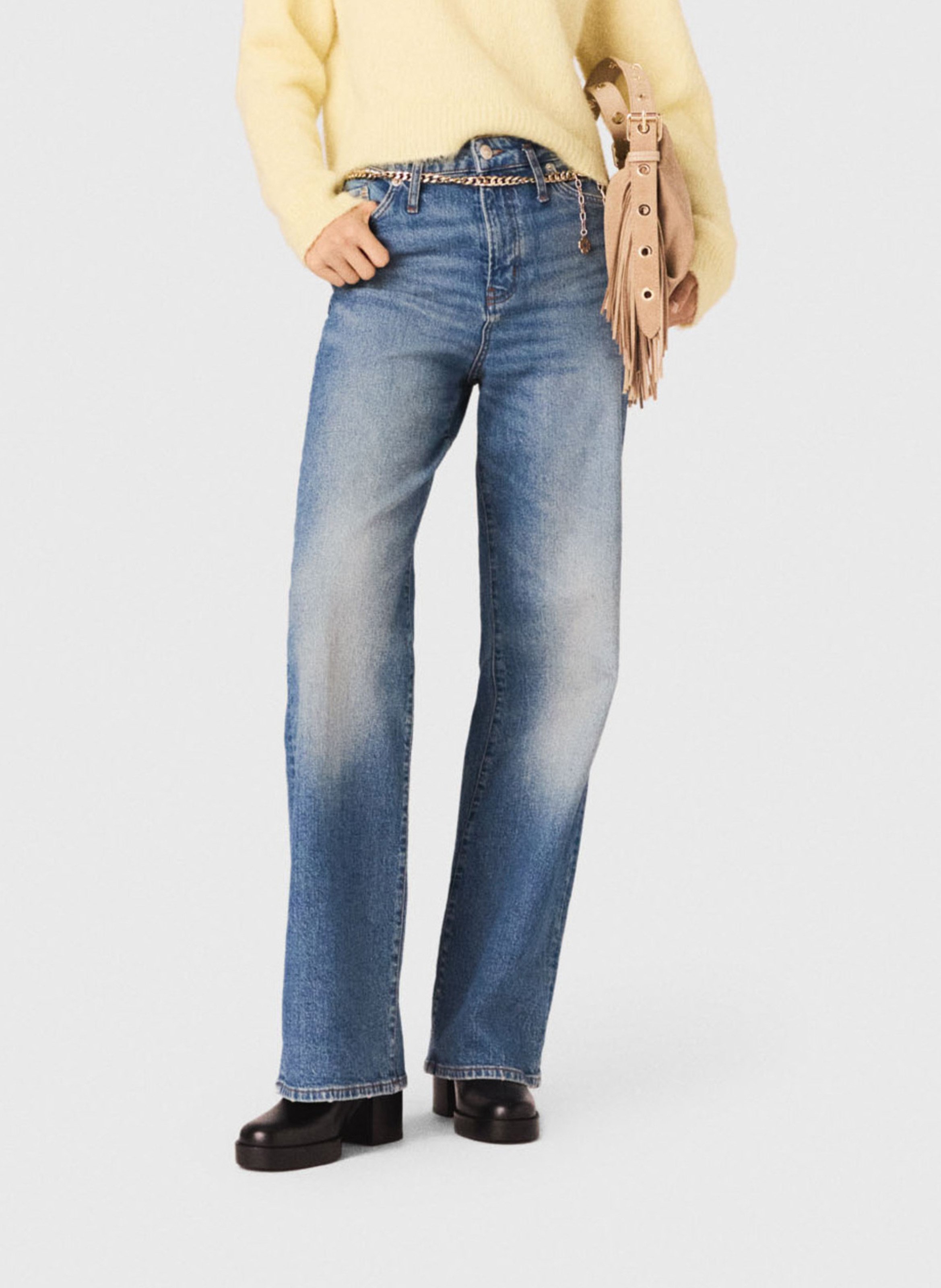 Wide-leg cotton denim jeans MAJE Blue
