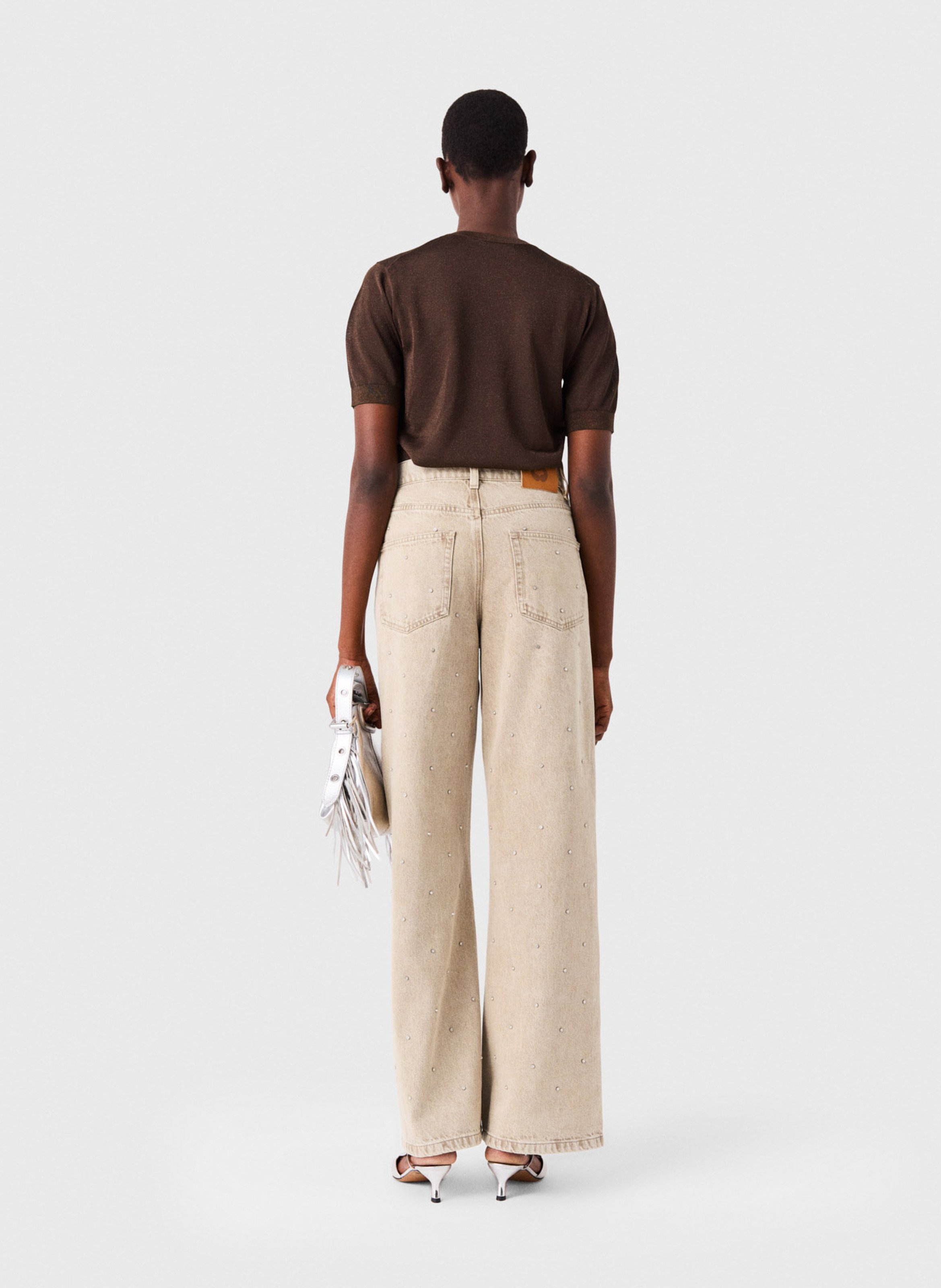 Flared cotton jeans MAJE Beige