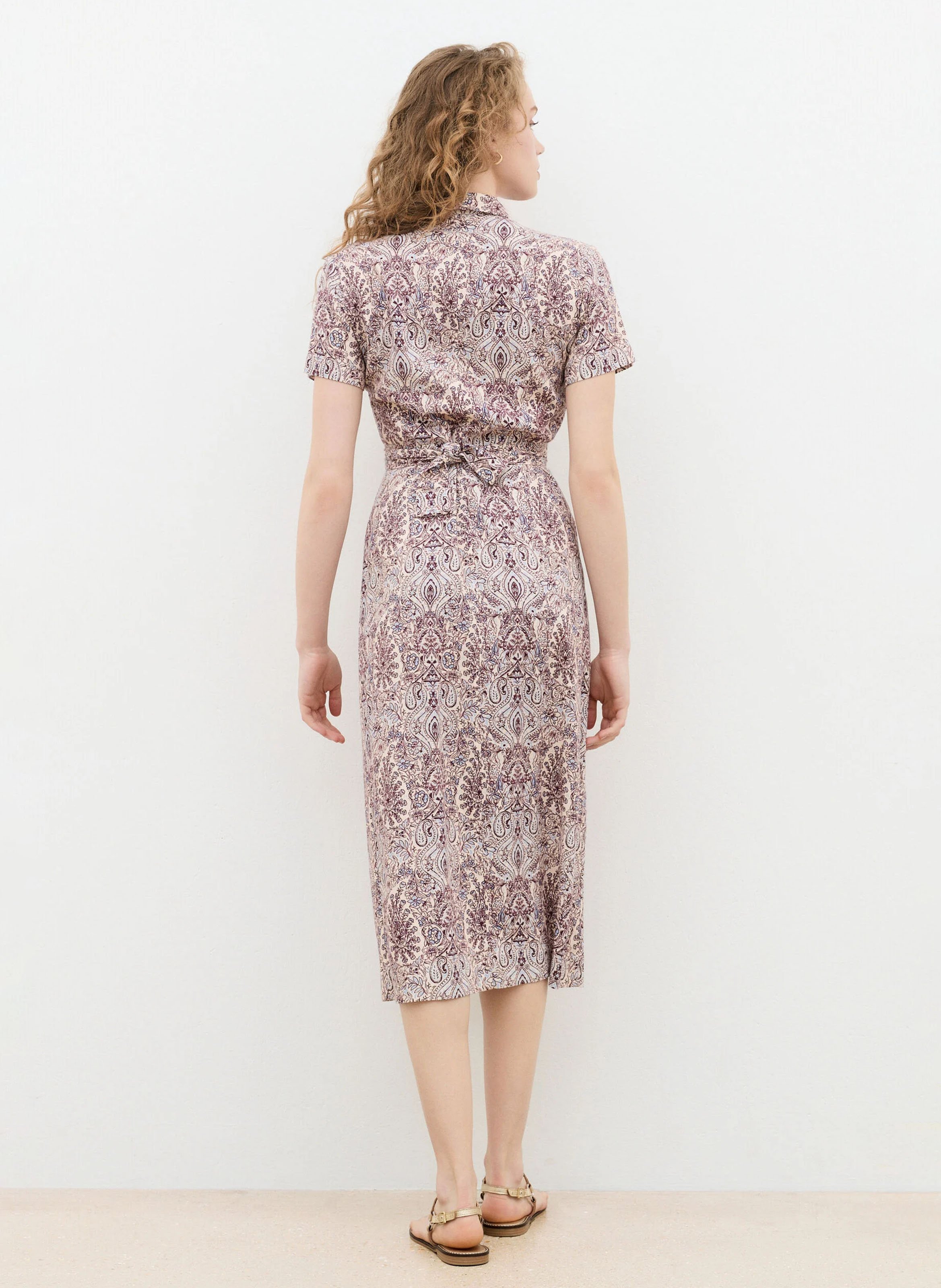 Printed midi dress CAROLL Beige