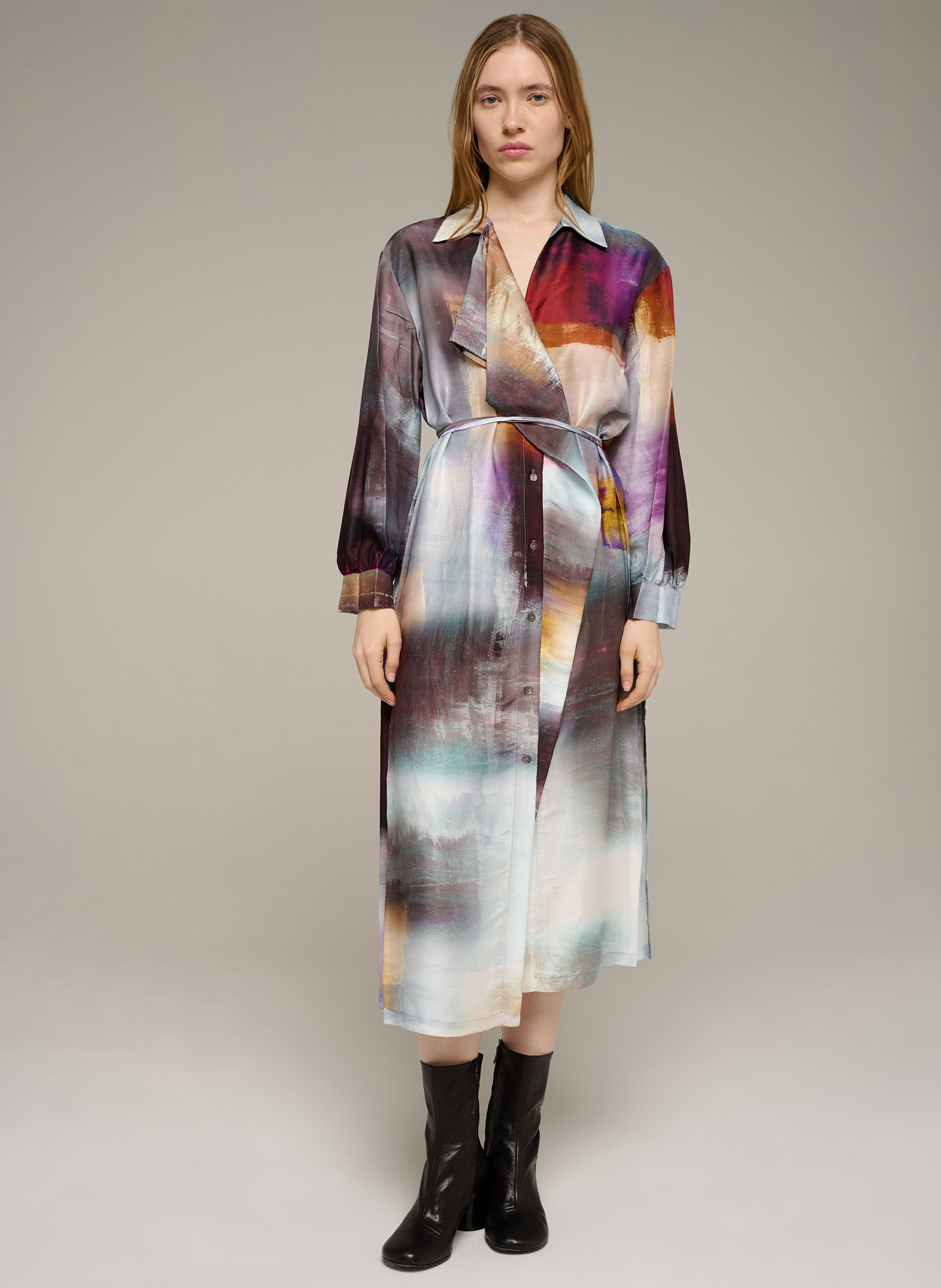 Halflange jurk met ceintuur COTELAC Blauw