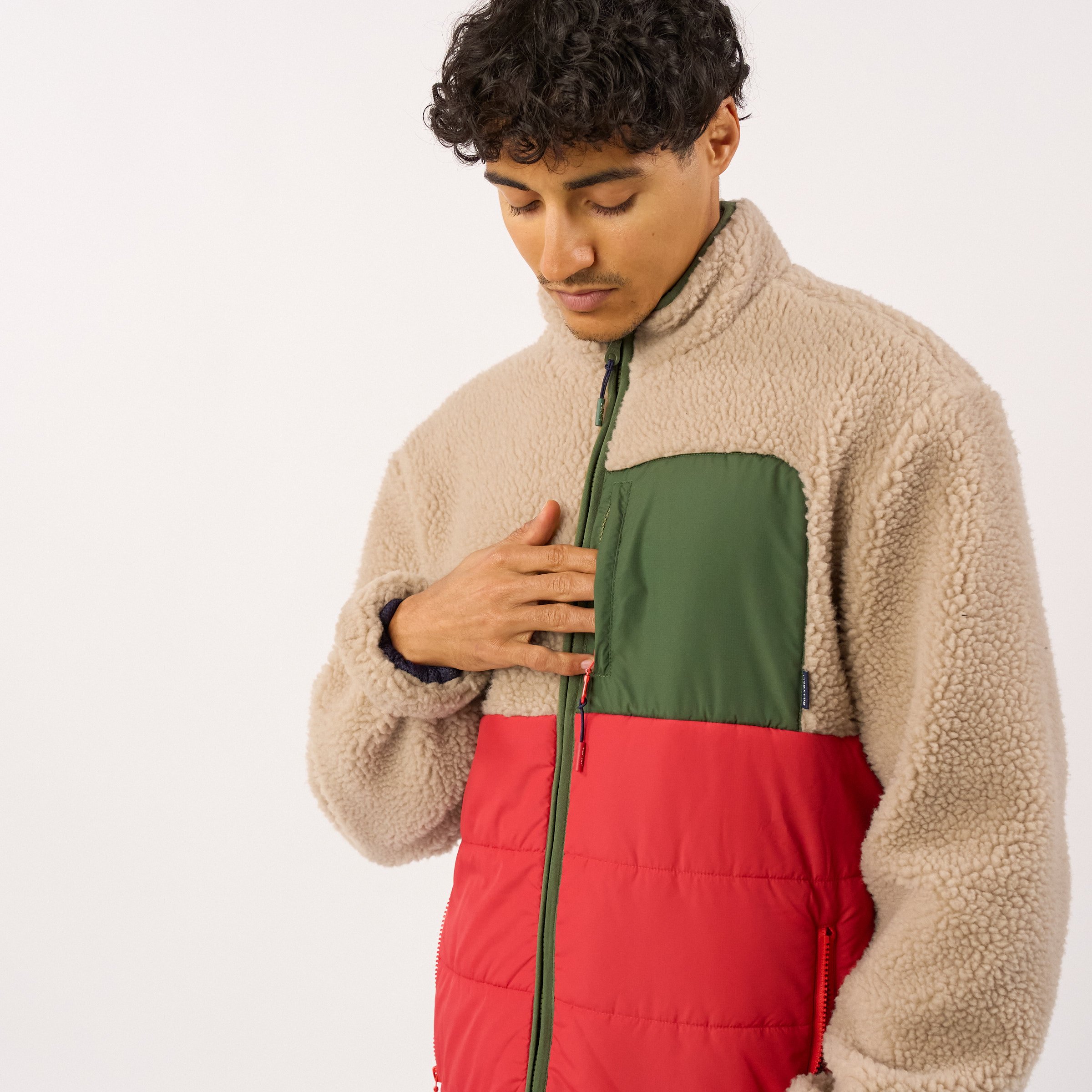 Sherpa bi-material jacket | Red BILLYBELT Men