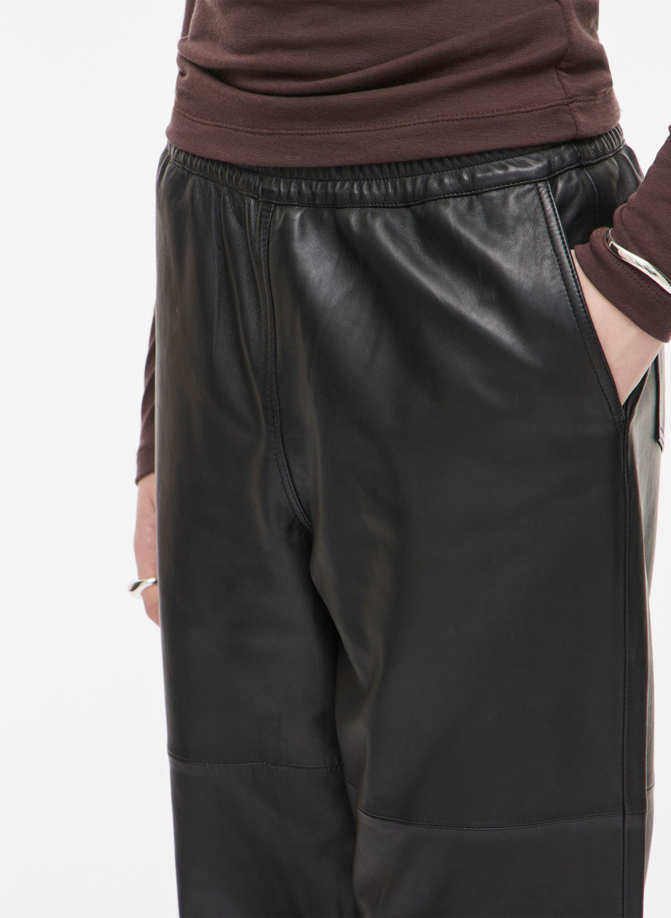 Weite Lederhose ROUGE EDIT Grau