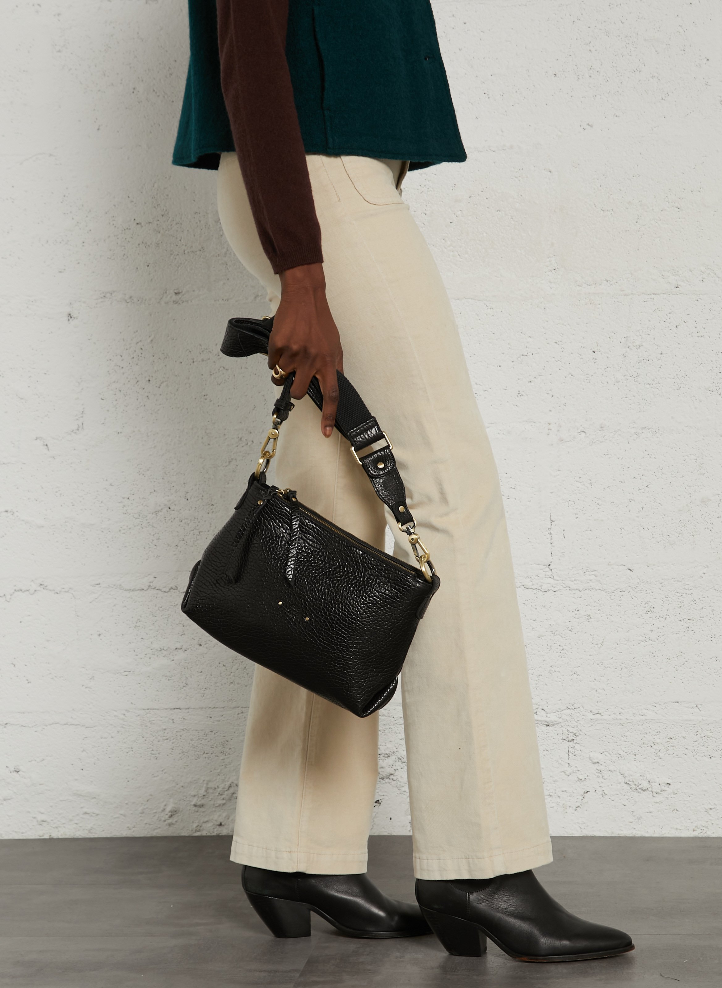 Sac bandoulière en cuir MILA LOUISE Noir