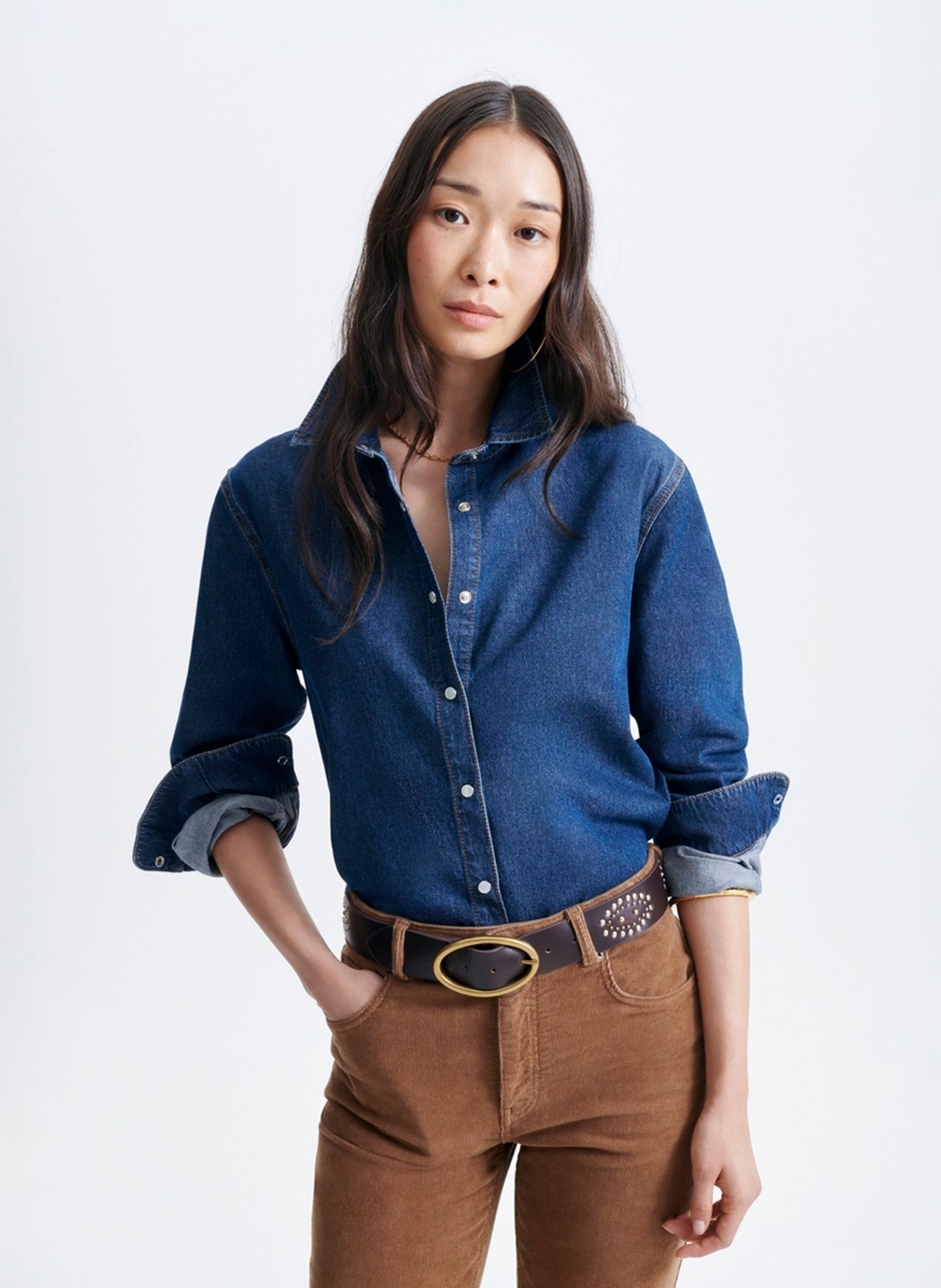 Camisa de algodón con cuello clásico VANESSA BRUNO Azul
