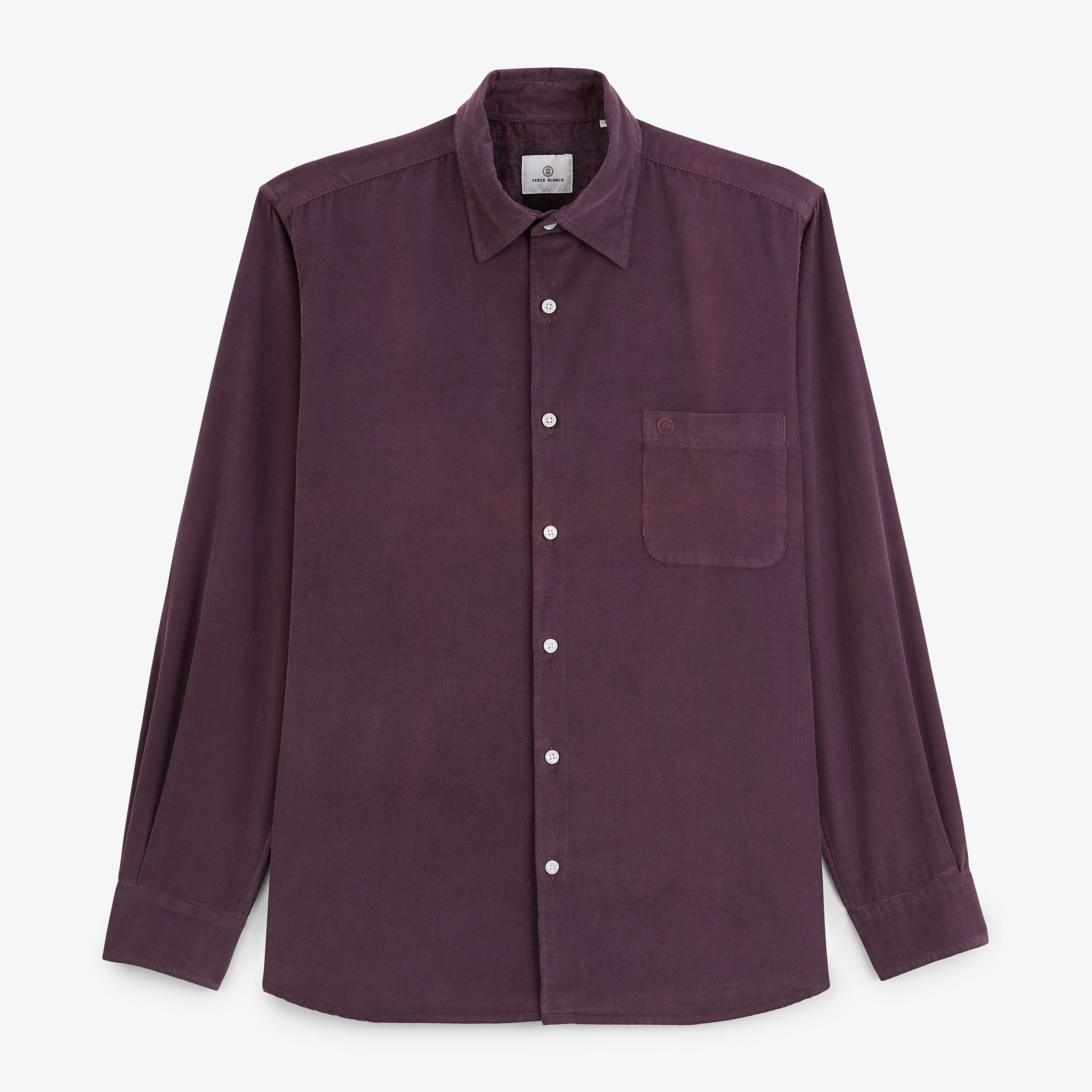 Long-sleeved corduroy velvet shirt in vine red SERGE BLANCO Purple