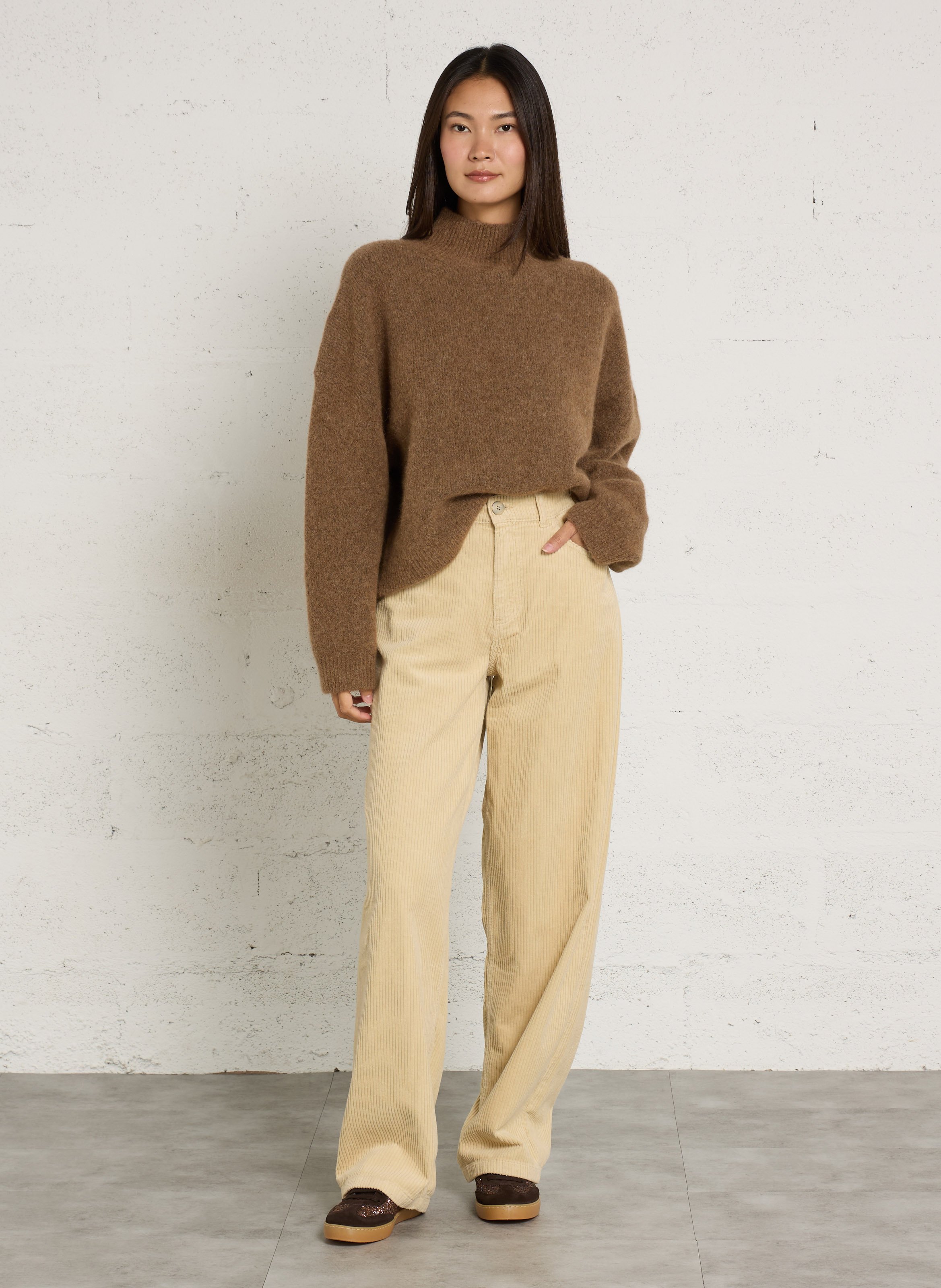 Gerade geschnittene Baumwoll-Cordhose THE NEW SOCIETY Beige