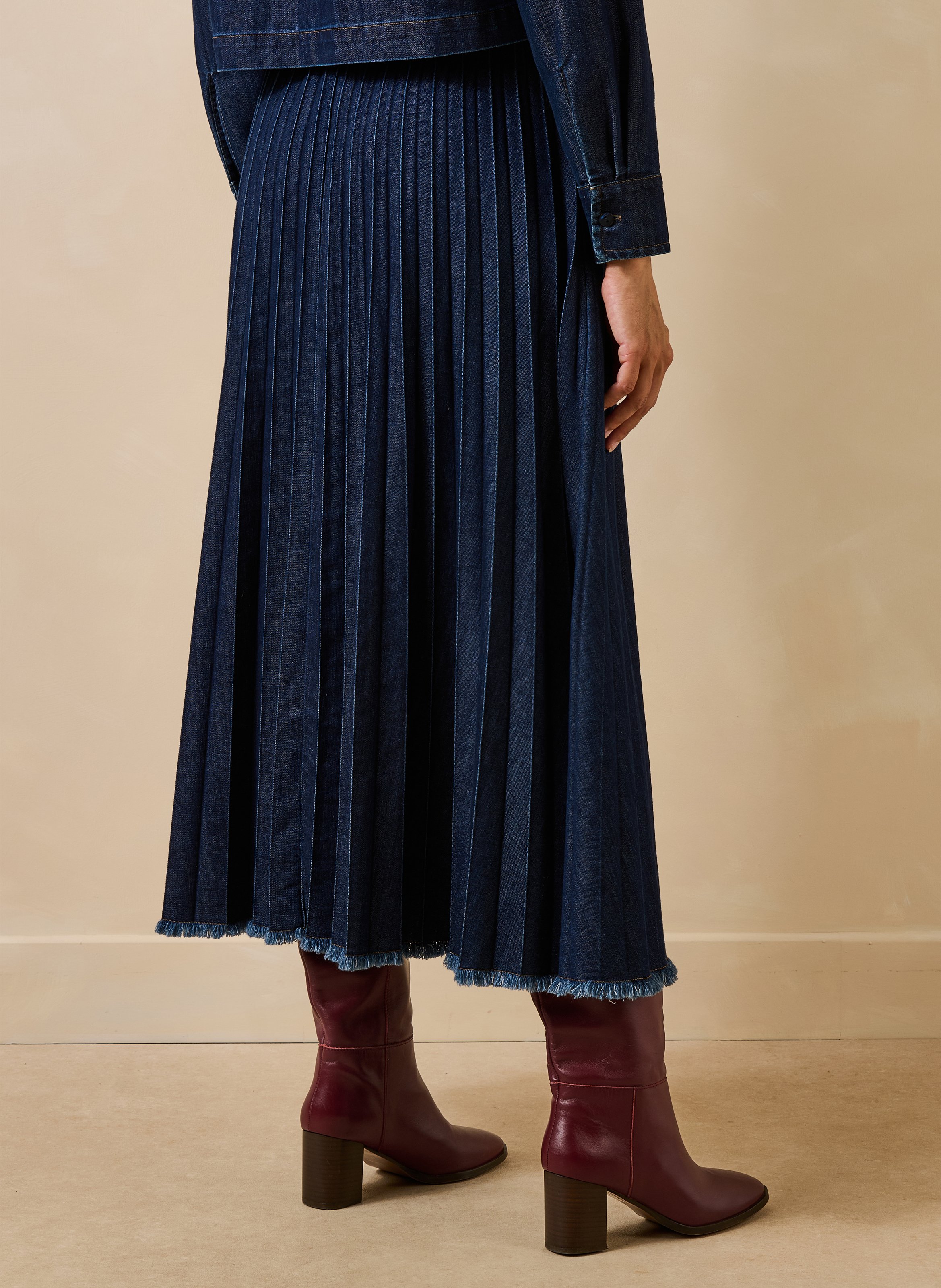 Jupe midi évasée en coton mélangé LA FEE MARABOUTEE Bleu