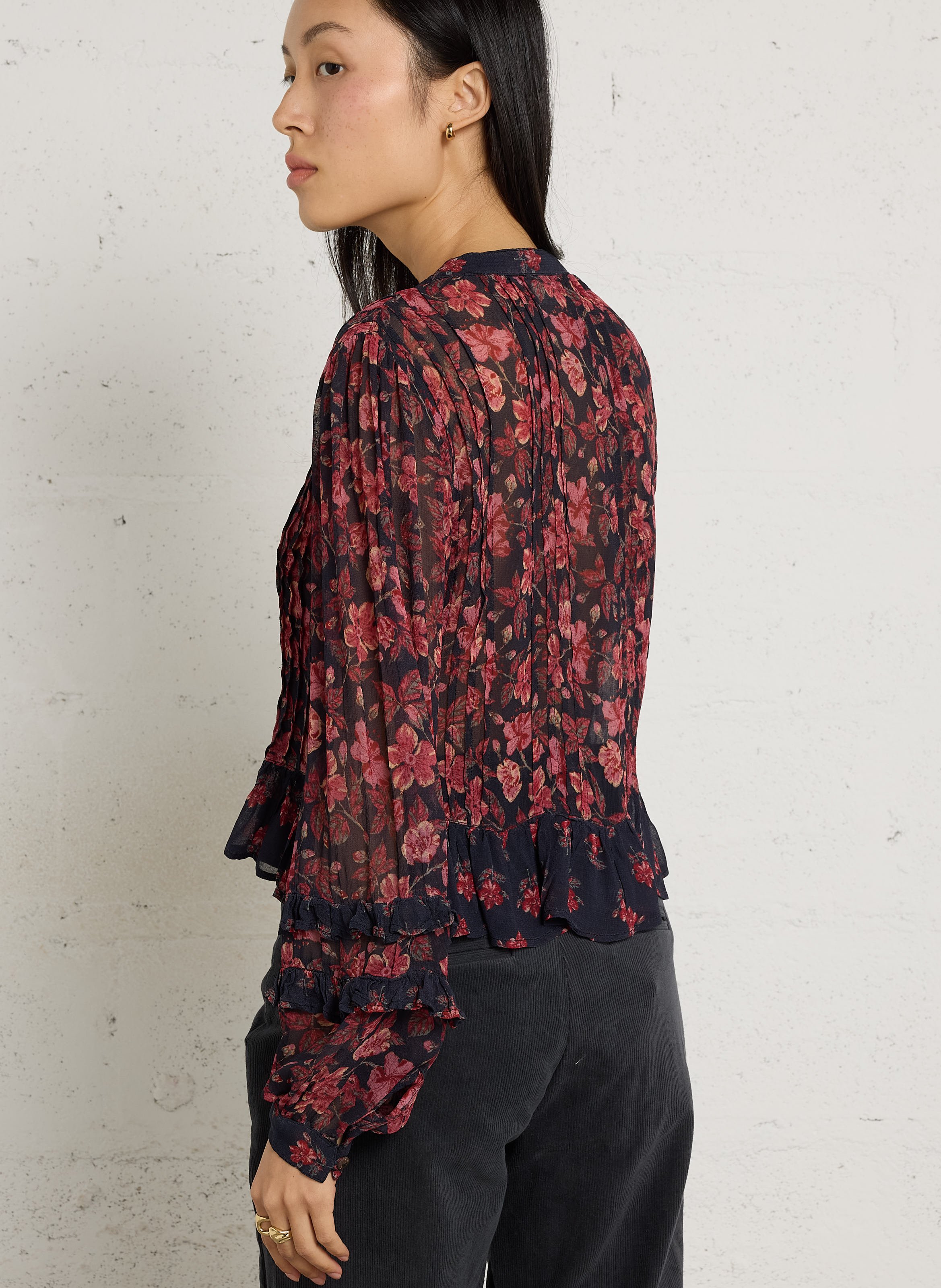 Ruimvallende blouse met bloemenprint MAISON HOTEL Roze