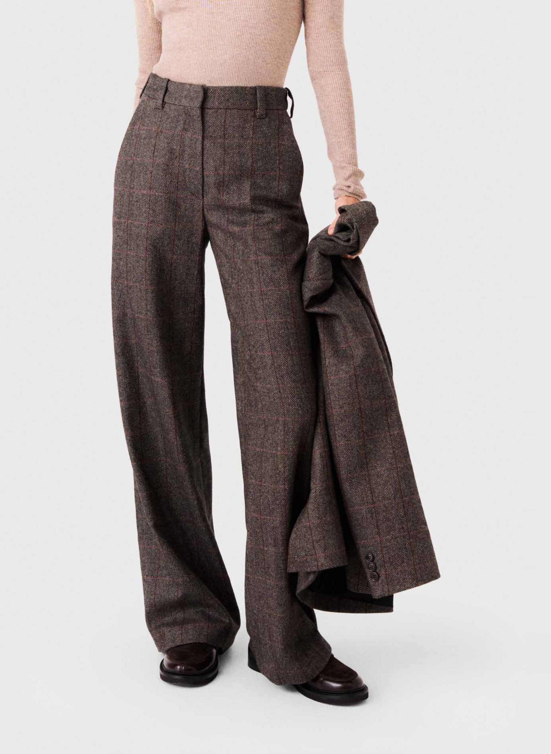 Wide-leg wool-blend pants MAJE Brown