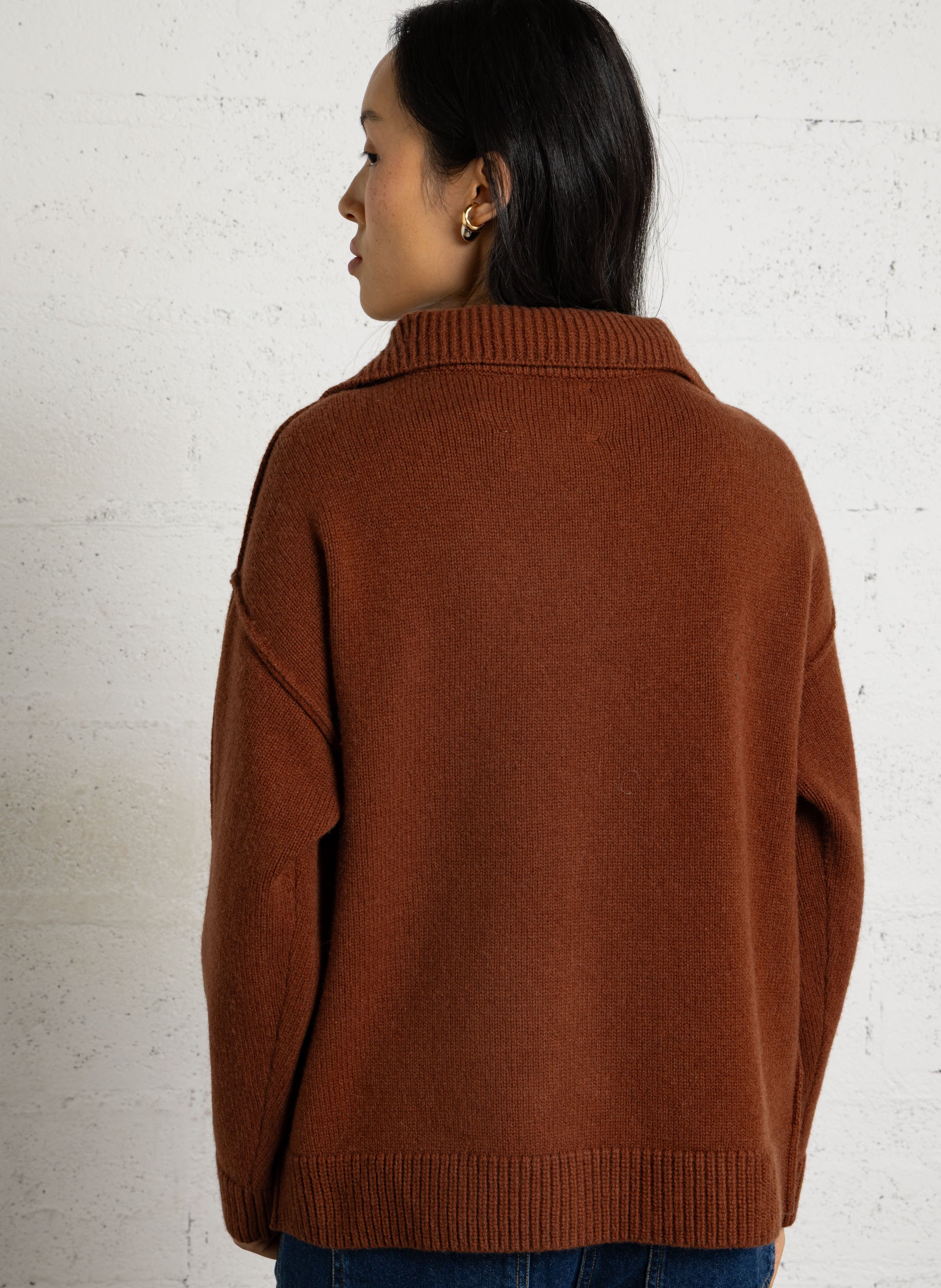 High-neck wool jacket MAISON 123 Brown