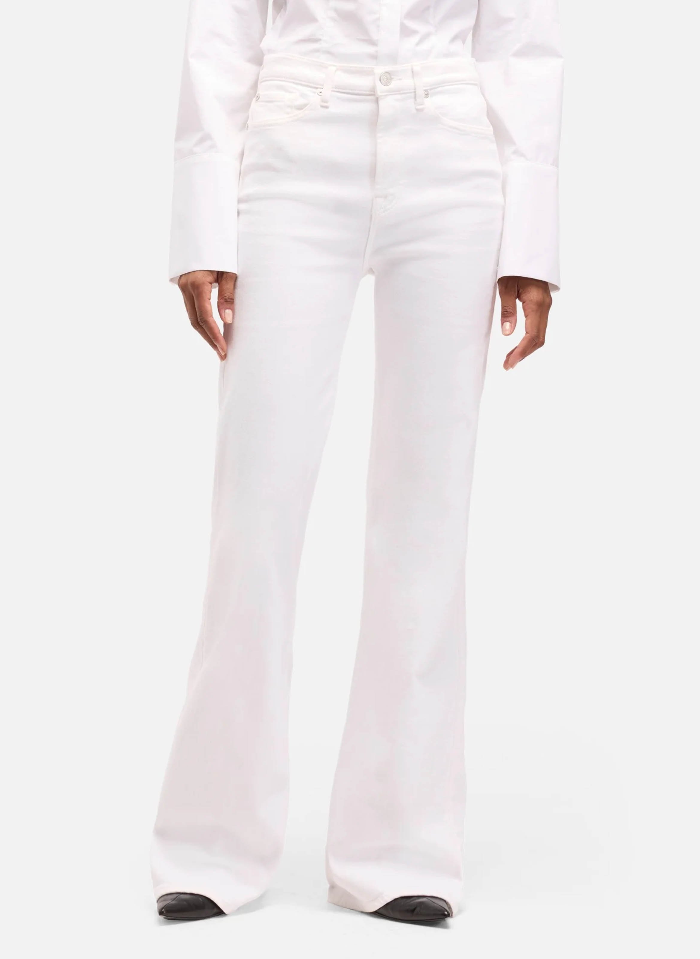 Jean flare taille haute uni 7 FOR ALL MANKIND Blanc