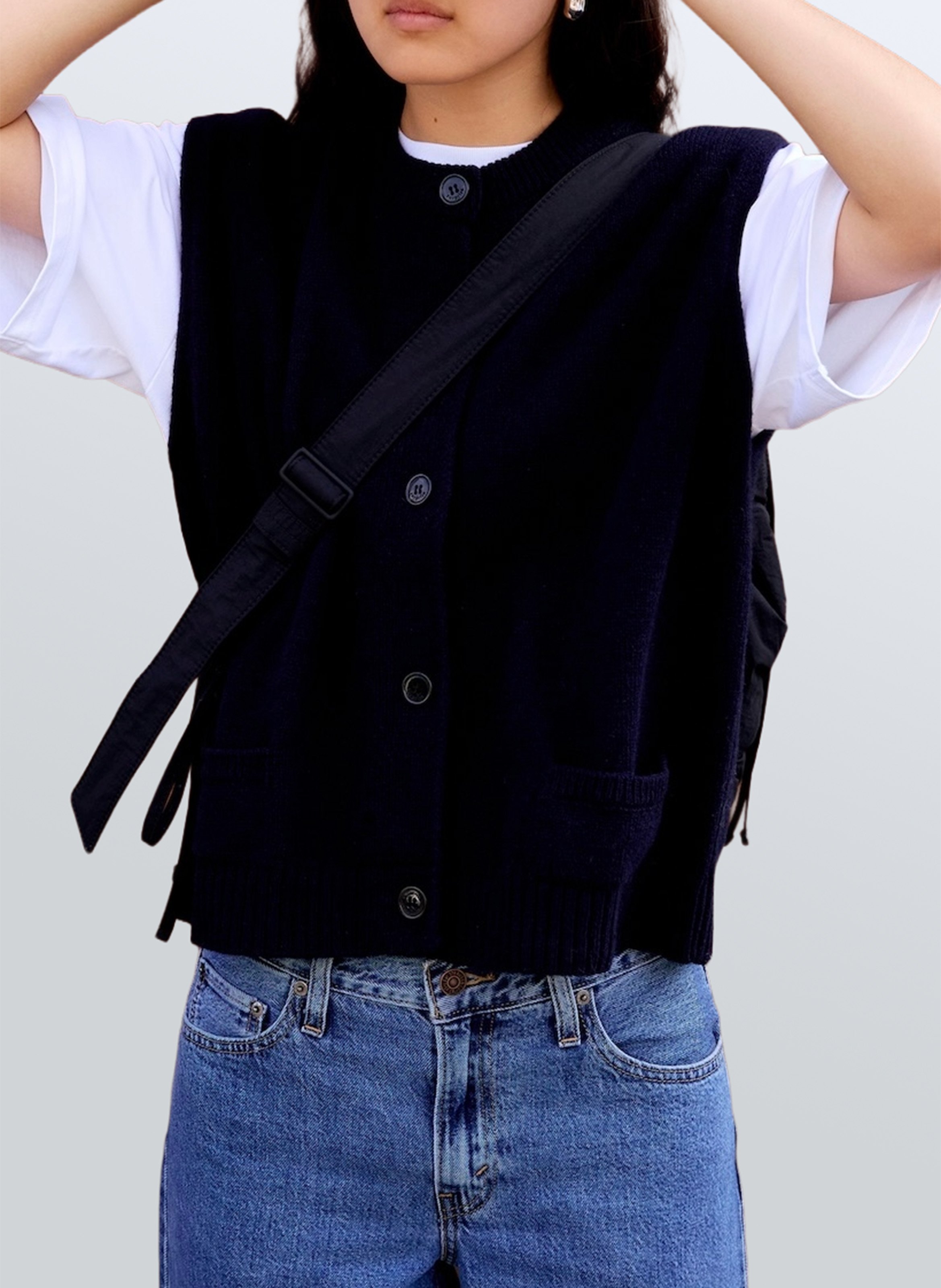 Mouwloos vest van wol en kasjmier SURPRISE Blauw