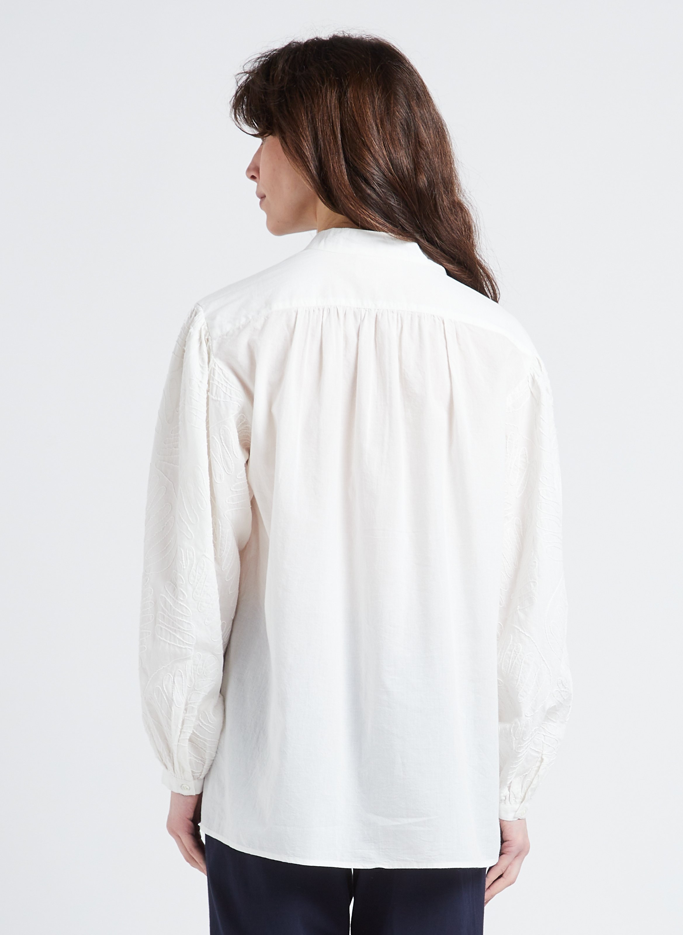 Loose-fit textured cotton blouse V DE VINSTER White