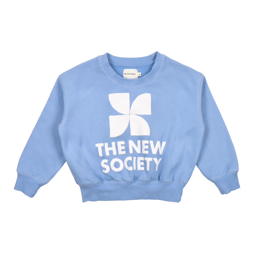 Rundhals-Sweatshirt aus Baumwolle mit Siebdruck THE NEW SOCIETY Blau