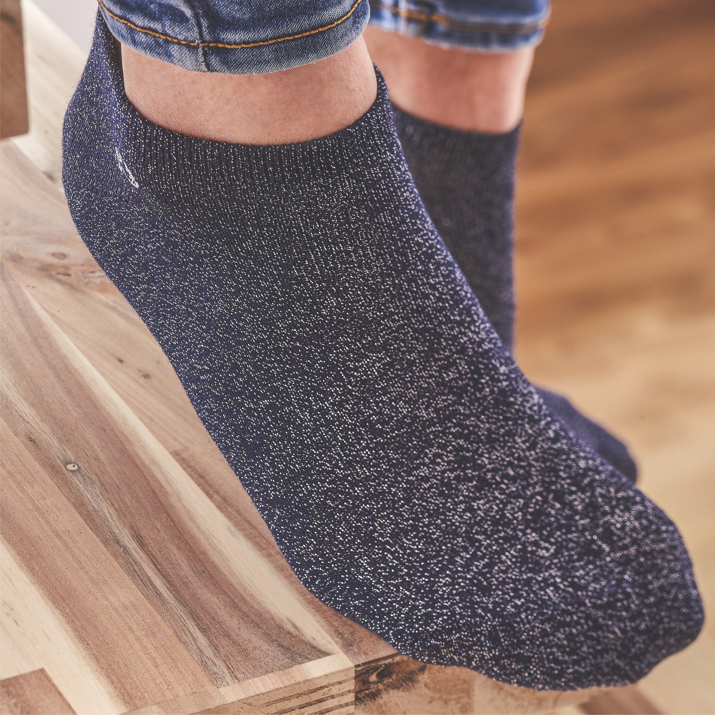 Solid combed cotton ankle socks BILLYBELT Blue