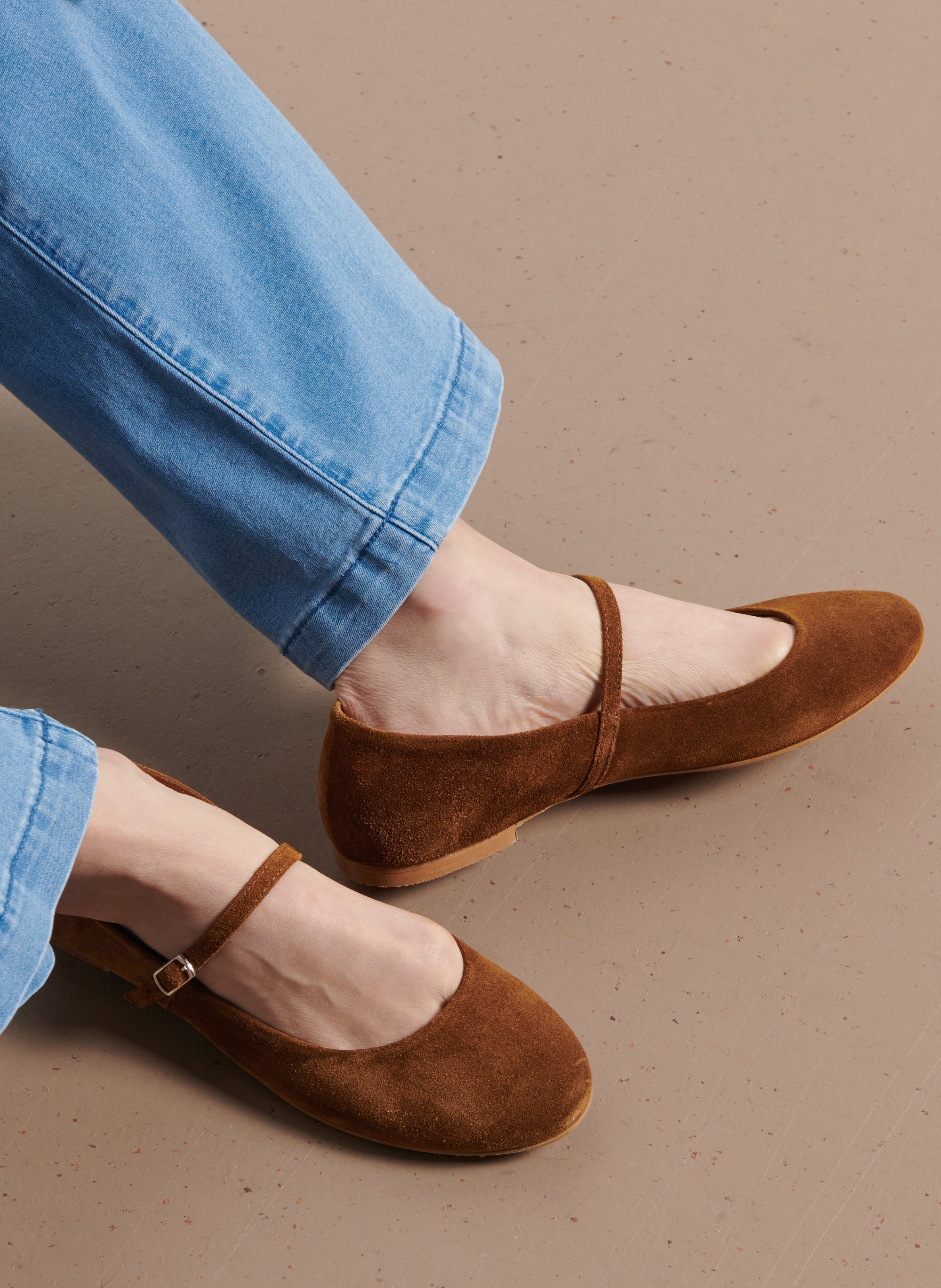 Ballerines à bride en velours  MELLOW YELLOW Marron