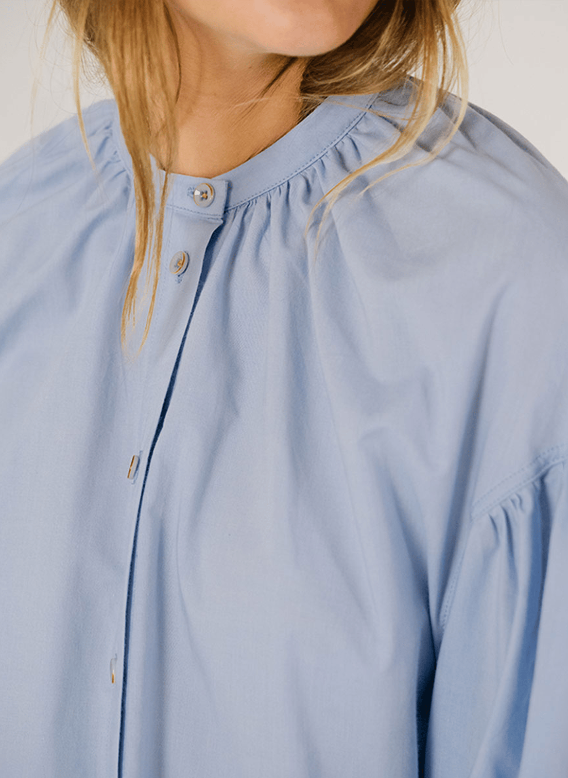 Round-neck cotton blouse TINSELS Blue
