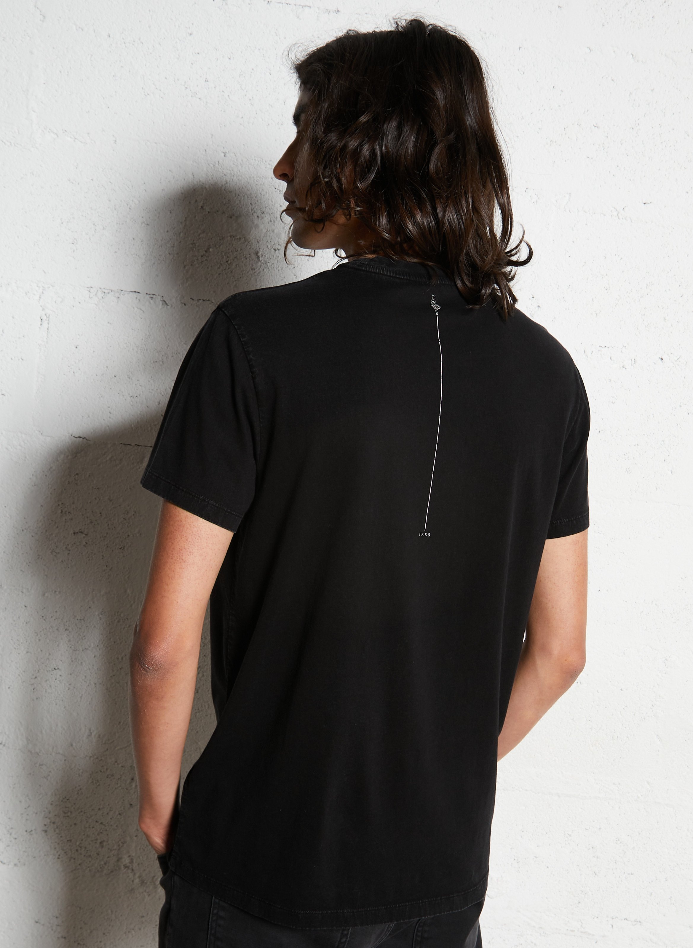 Gerader T-Shirt aus bedruckter Baumwolle IKKS Schwarz