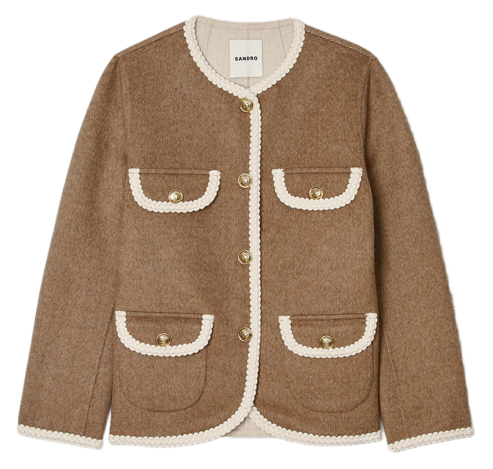 Jas van alpacawol SANDRO Bruin