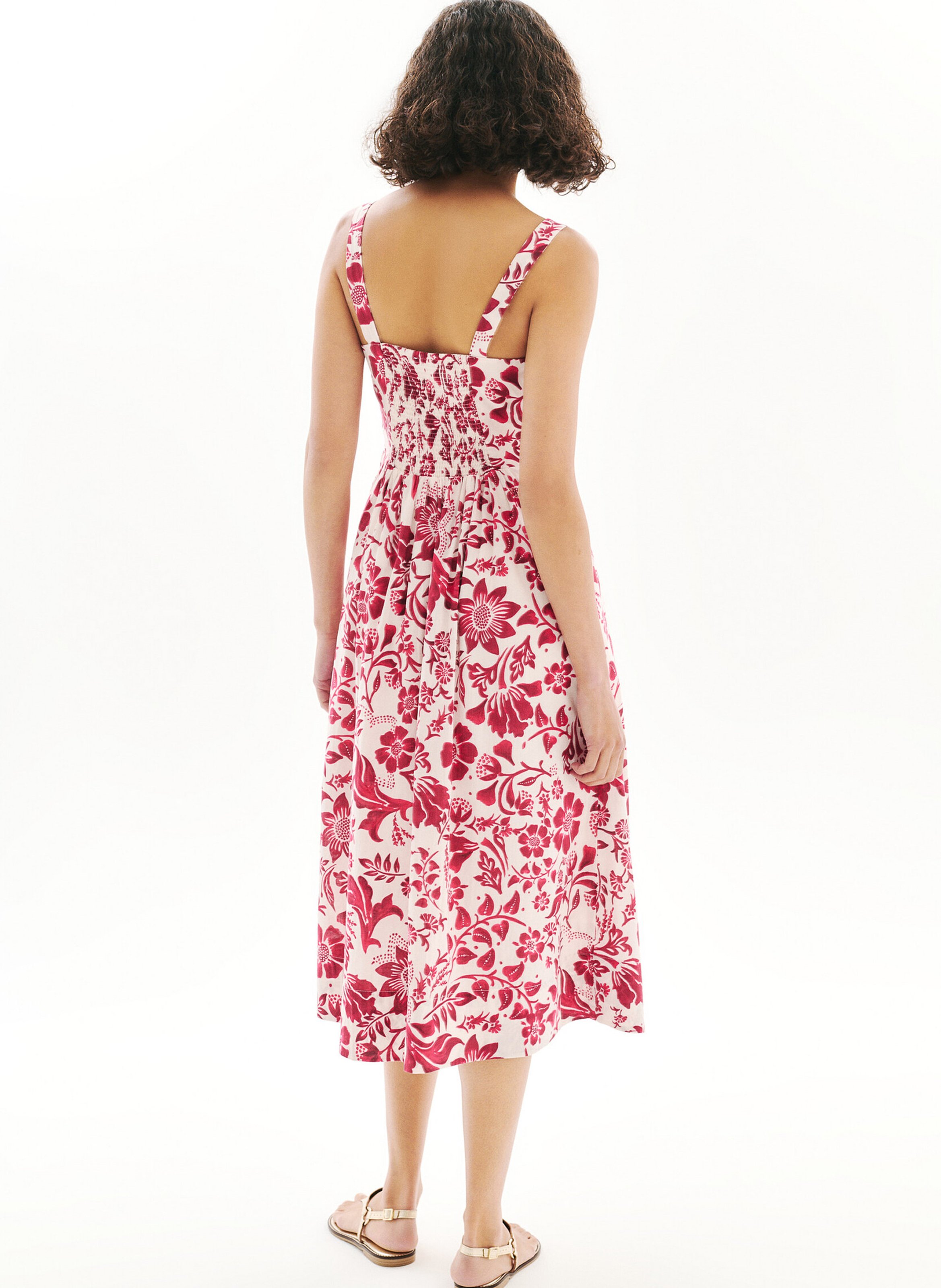 Halflange jurk met V-hals en bloemenprint CAROLL Beige