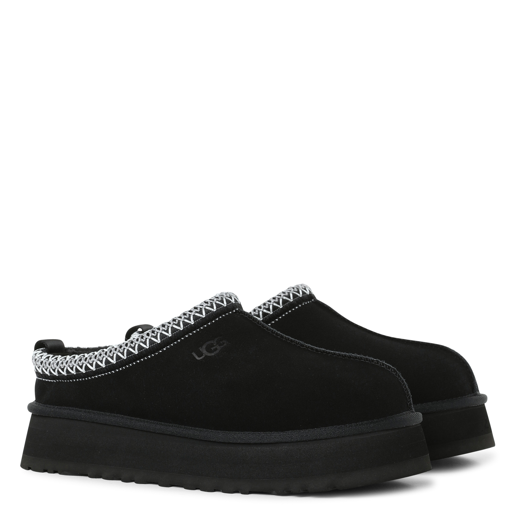 Deels leren klompen UGG Zwart