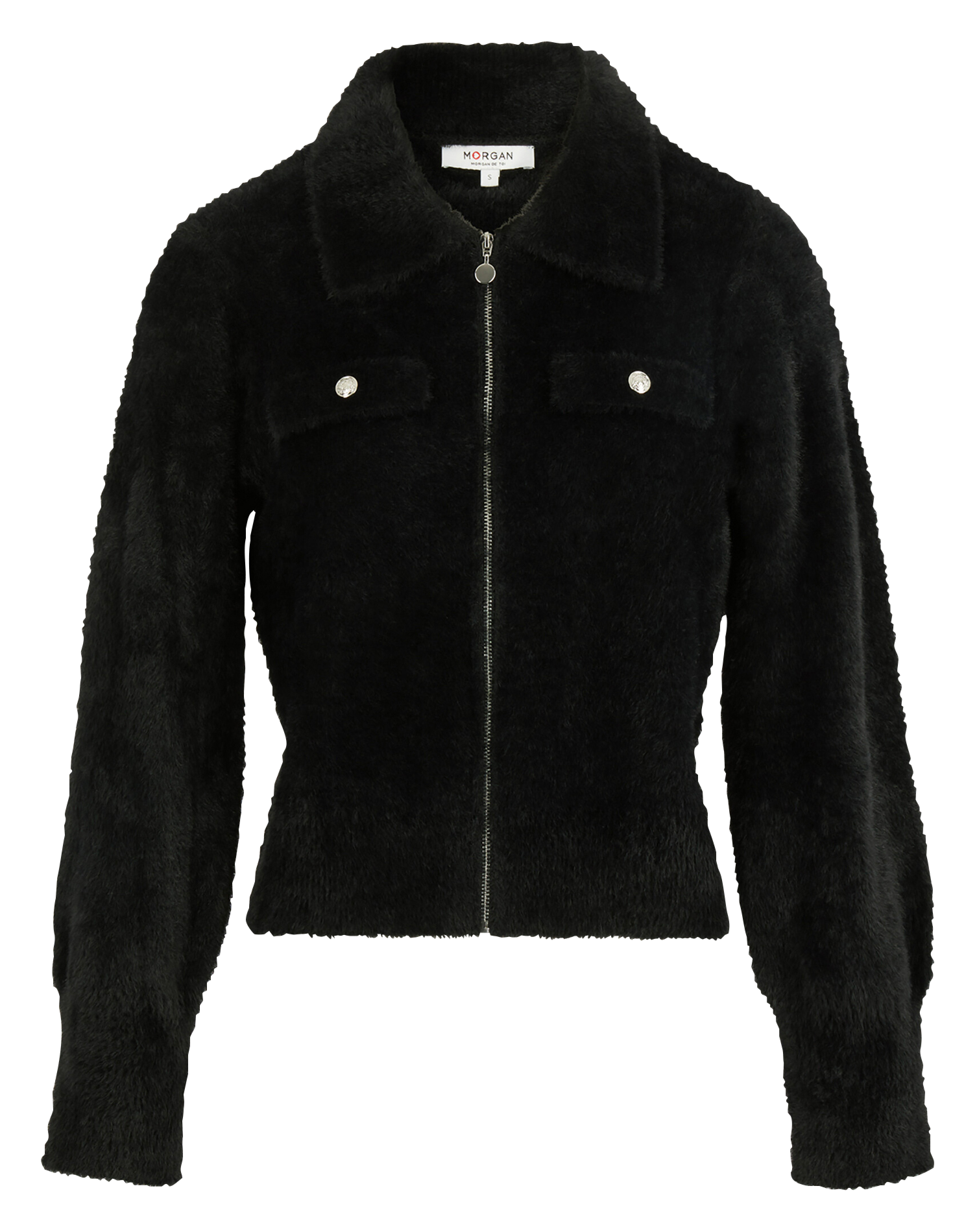 Straight faux fur cardigan MORGAN Black