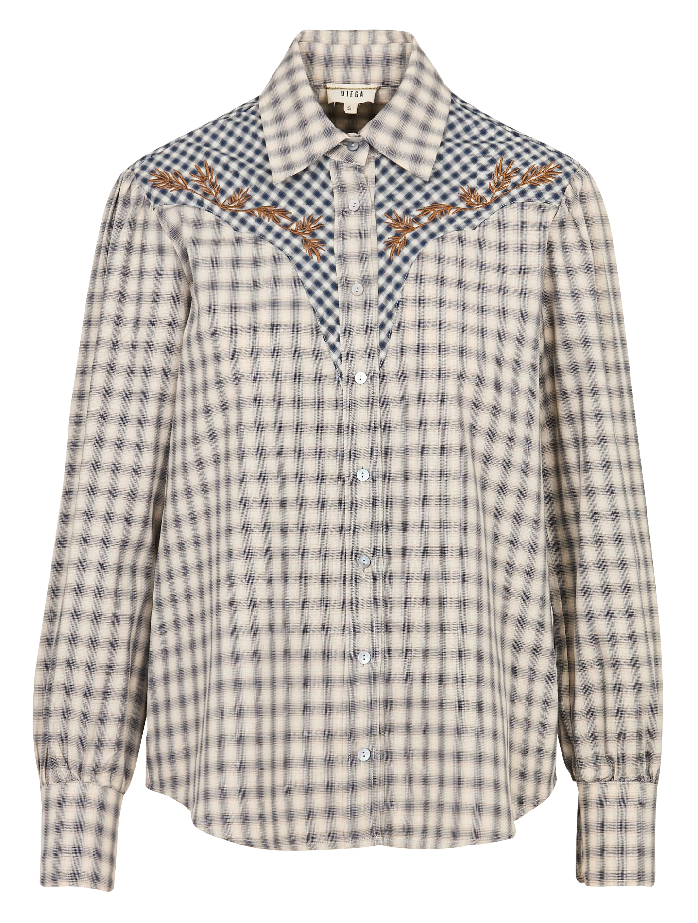 Chemise droite à carreaux en coton DIEGA Bleu