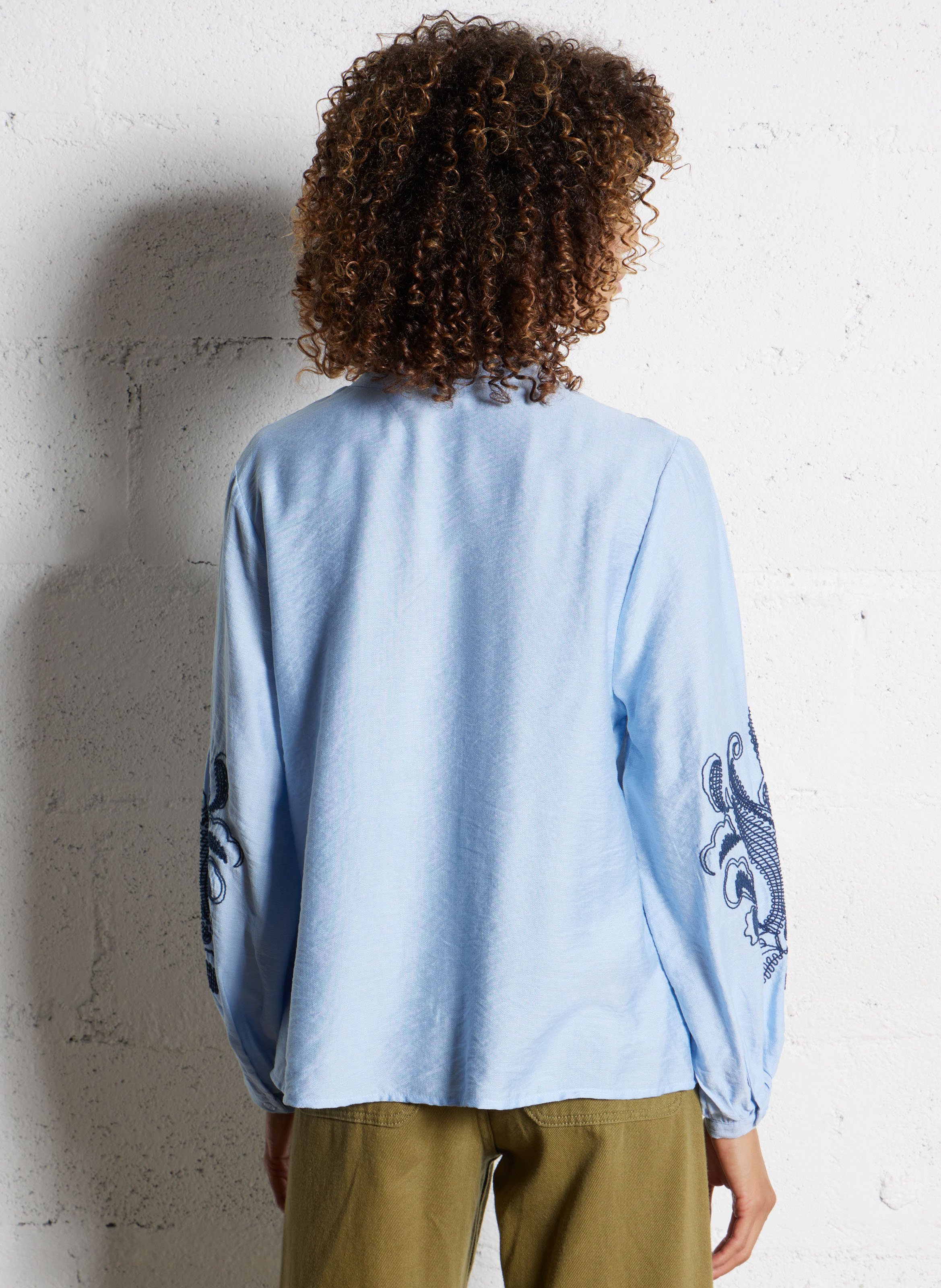 Chemise oversize col tunisien en coton mélangé LA PETITE ETOILE Bleu