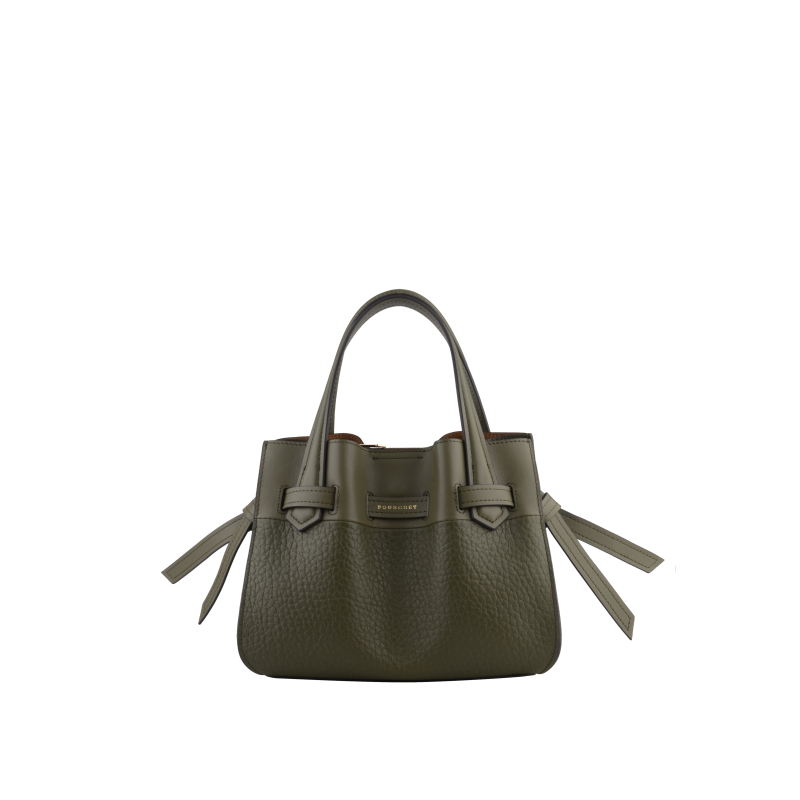 Handbag - cowhide leather POURCHET Khaki
