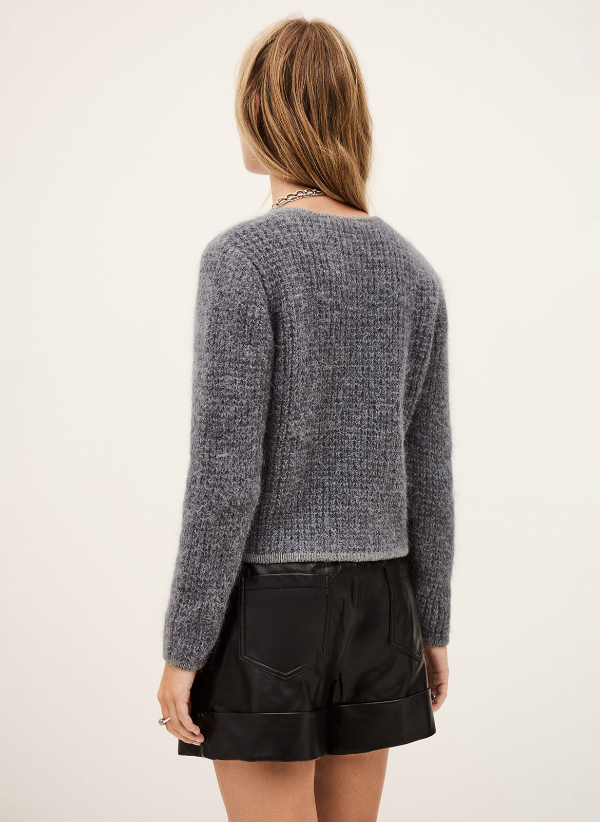 Rechte cardigan van gemengde wol BA&SH Zwart