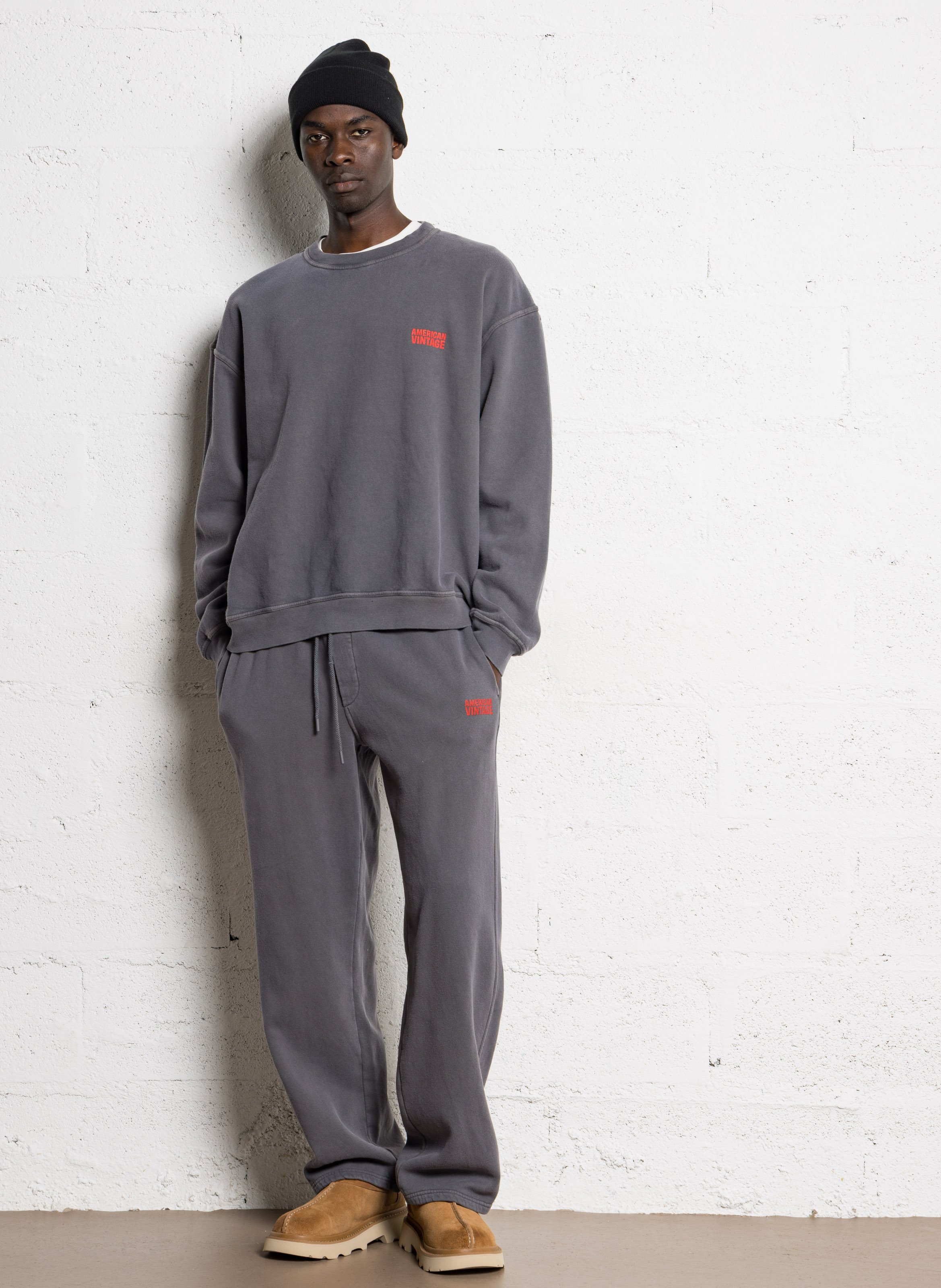 Straight cotton joggers AMERICAN VINTAGE Grey