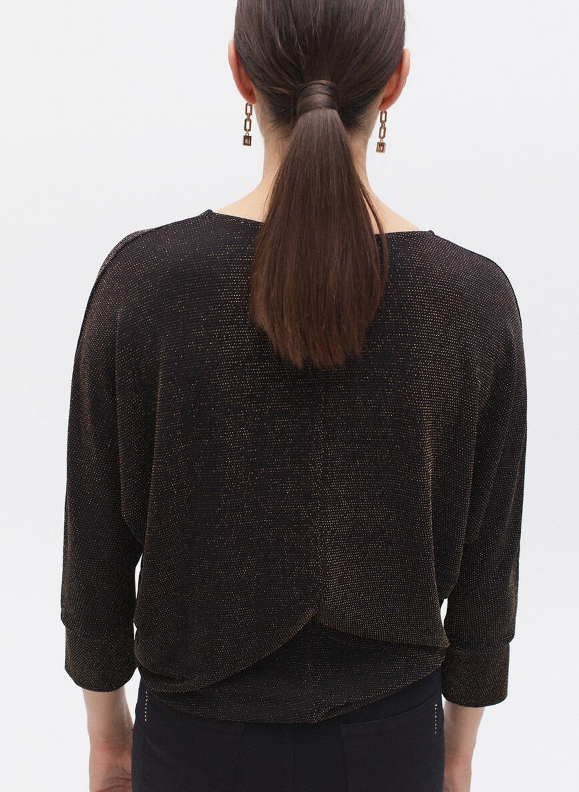 Loose-fit shiny round-neck top CAROLL Golden