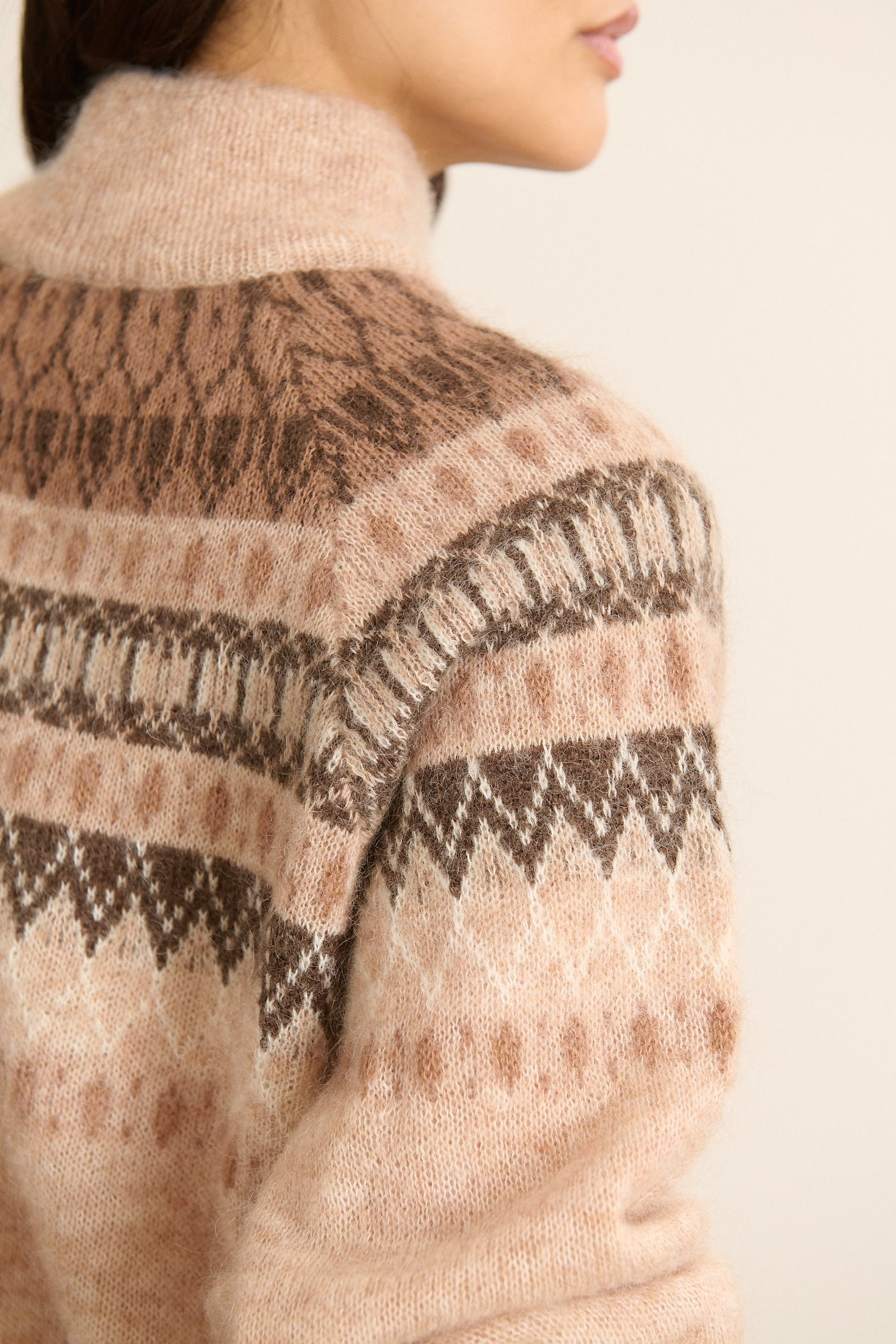 High-neck sweater with Norwegian jacquard pattern GARANCE PARIS Beige