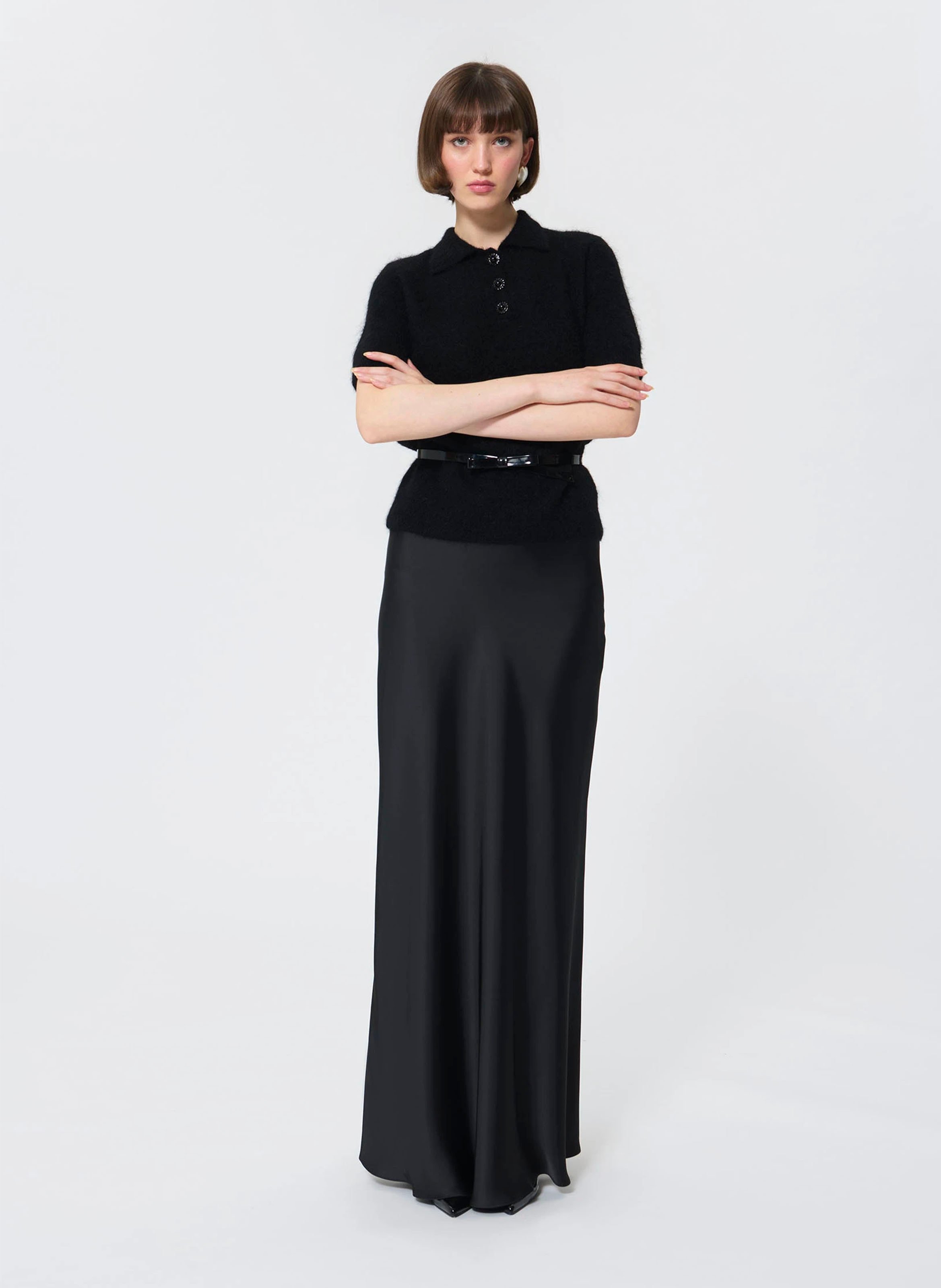 Long satin skirt TARA JARMON Black