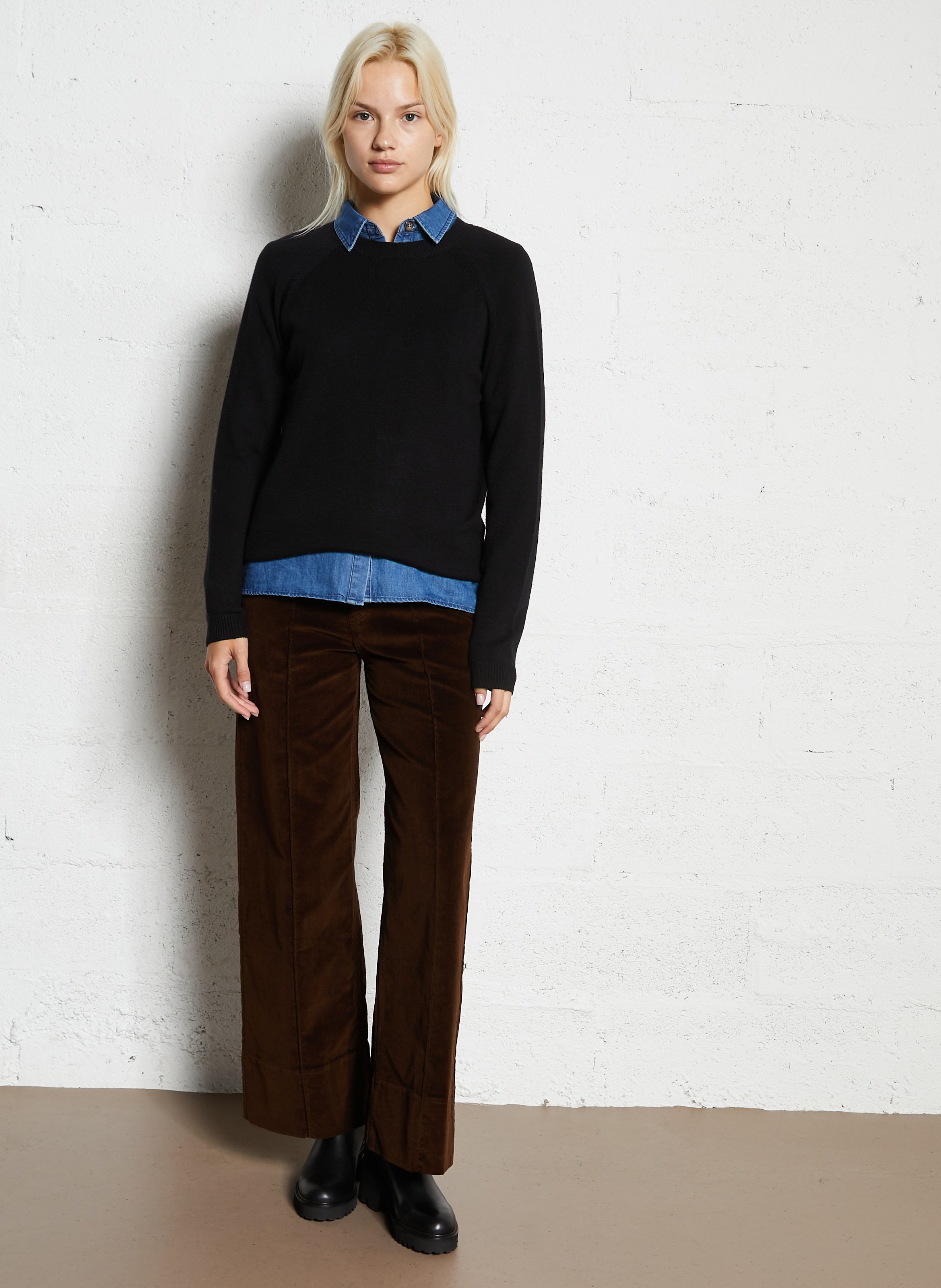 Pull oversize col rond en maille SUD EXPRESS Noir