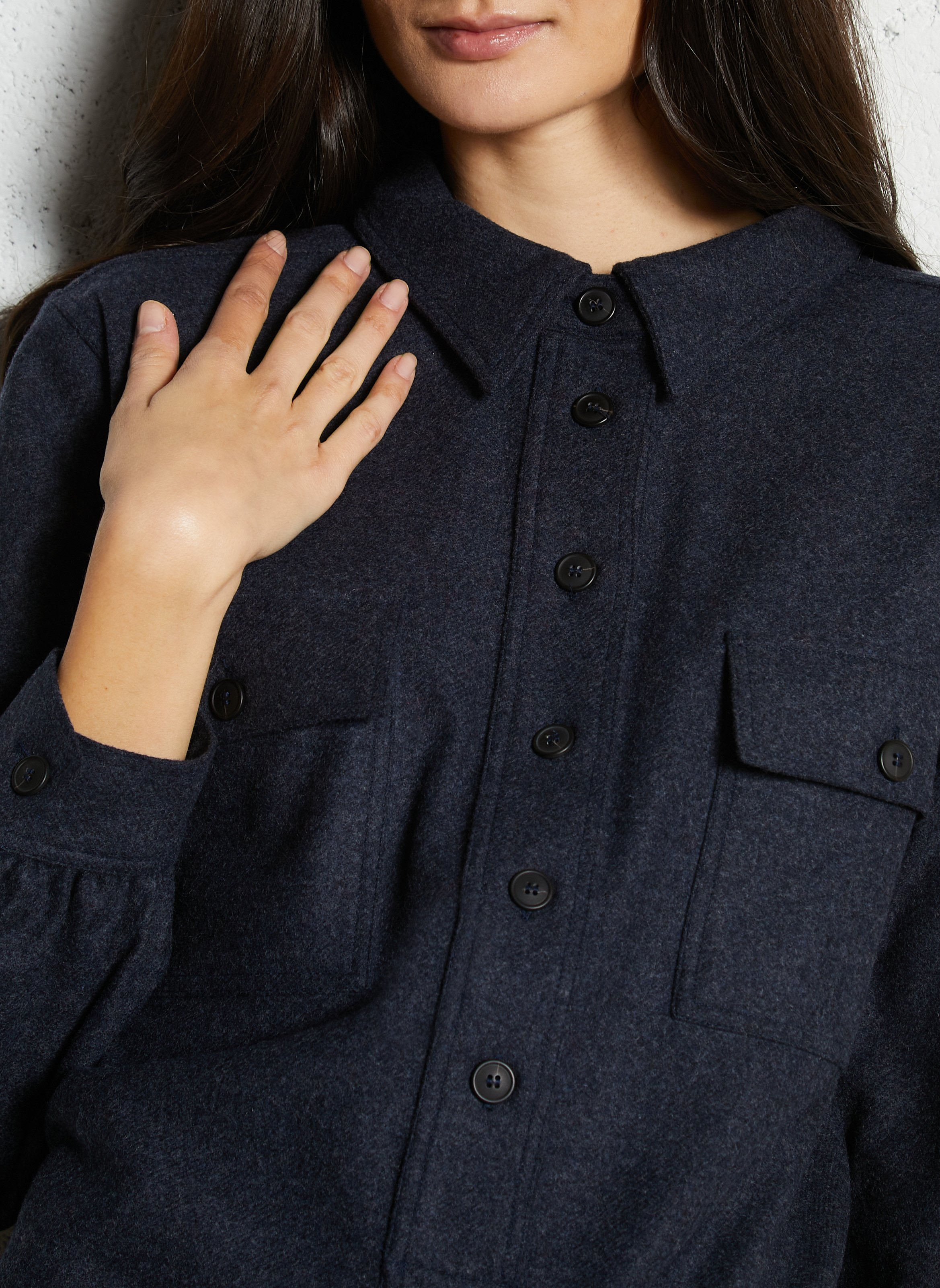 Midi dress with classic collar in mixed wool MAISON 123 Grey