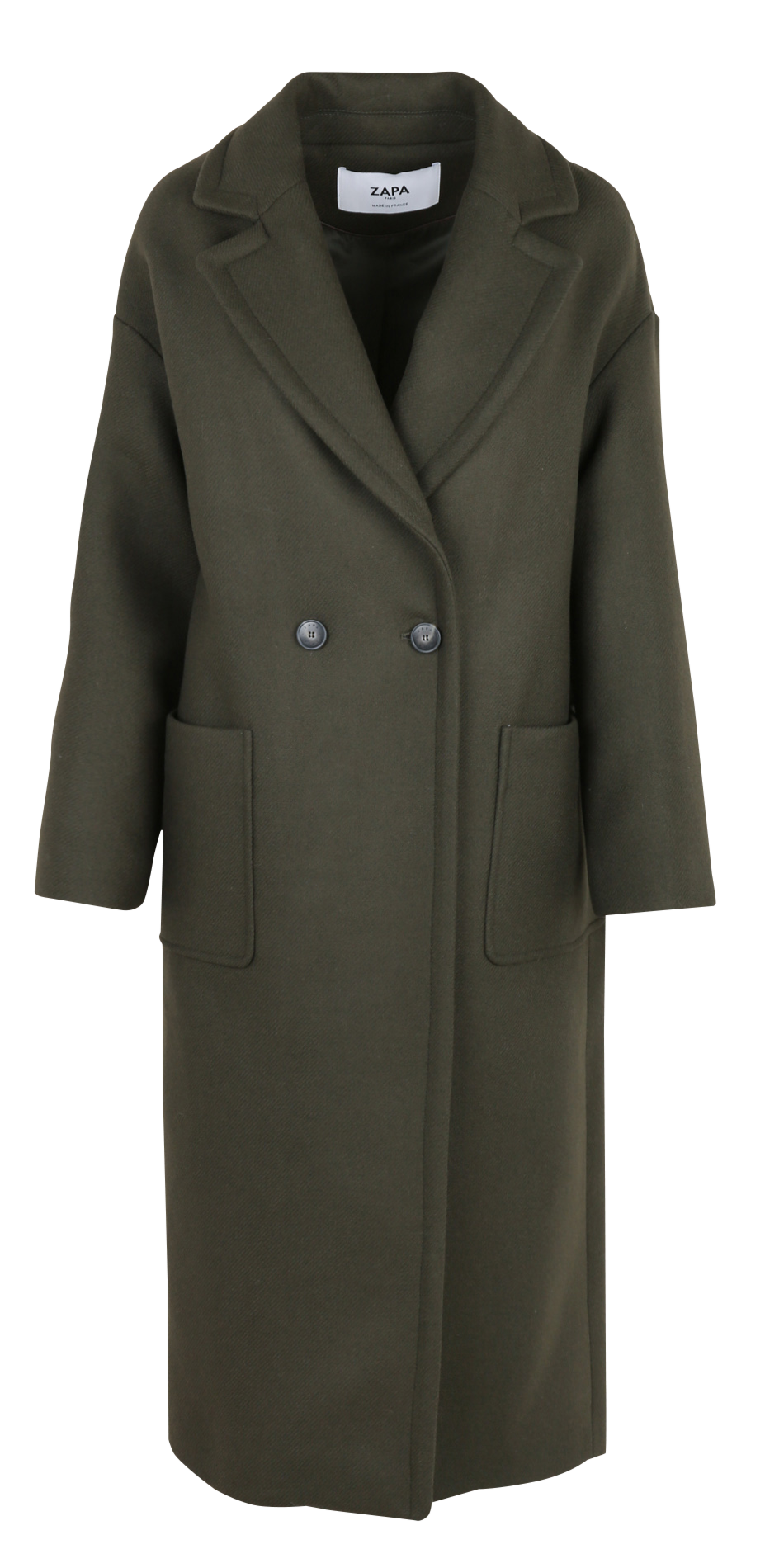 Langer Blazer-Mantel aus Wollmischung ZAPA Khaki