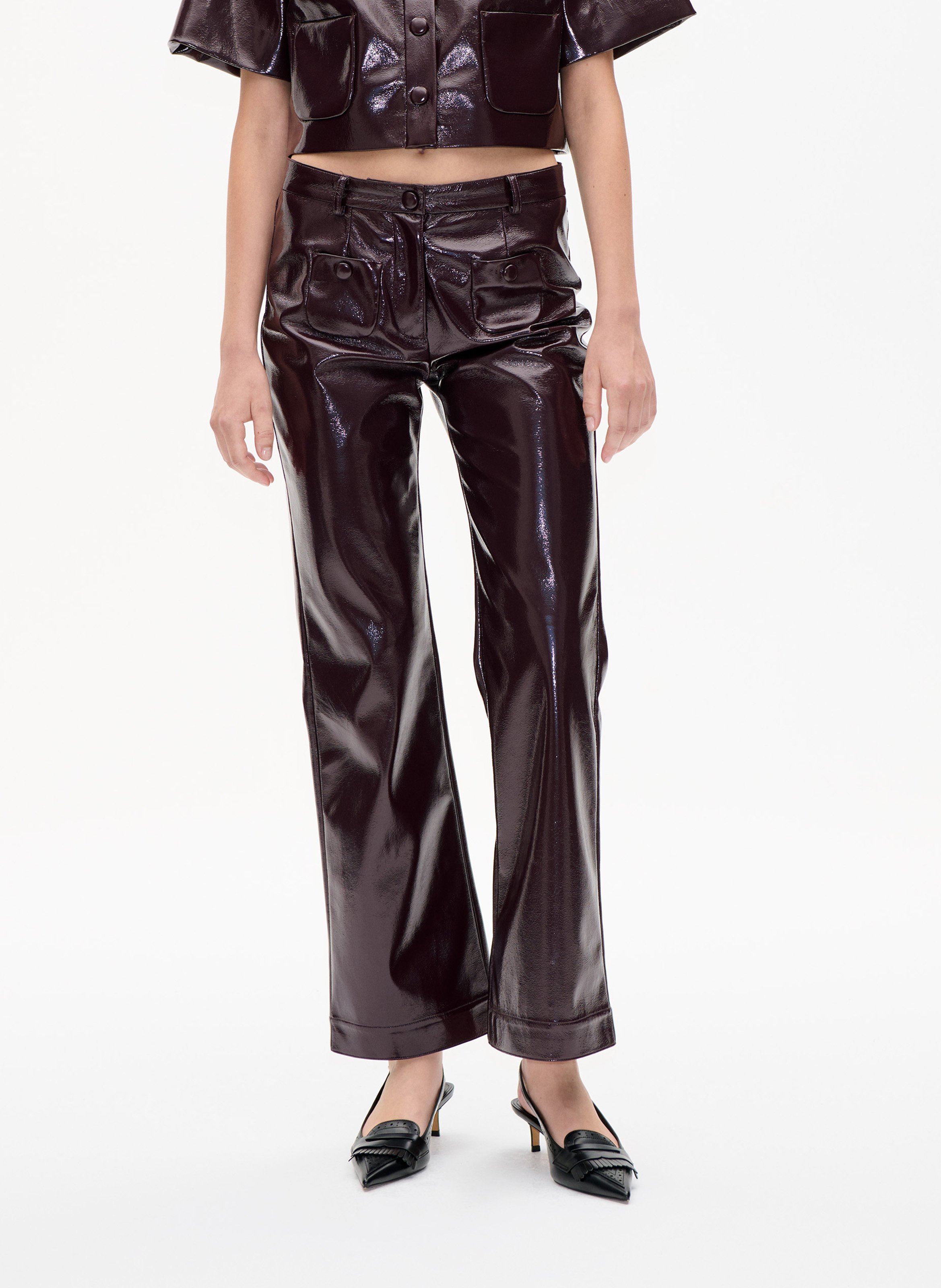 Flared faux patent leather pants BAUM UND PFERDGARTEN Red