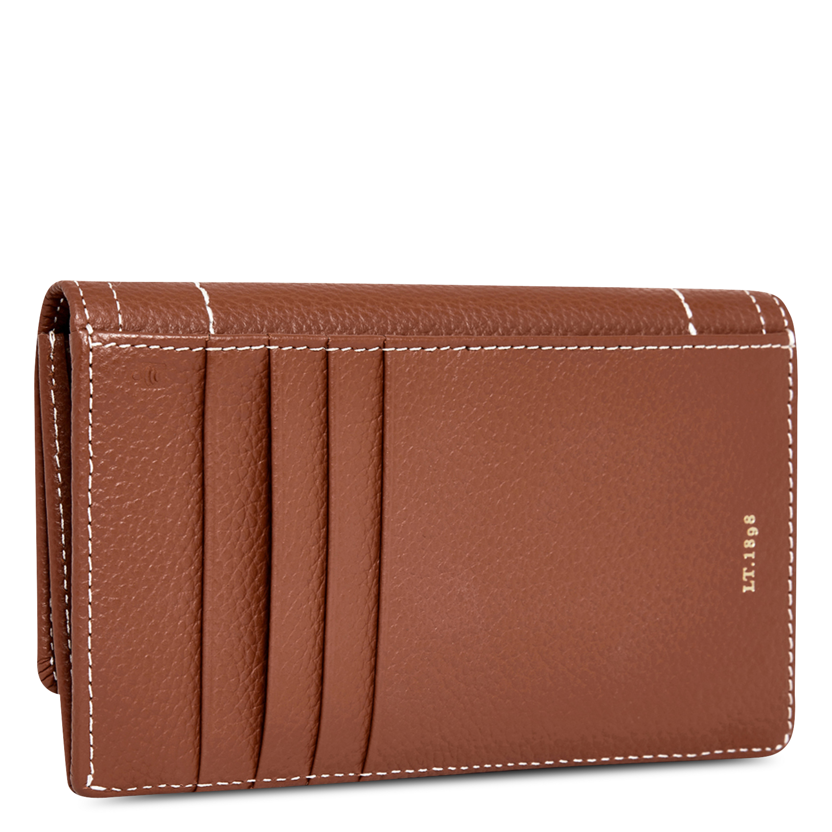 Porte-cartes à rabat en cuir grainé LE TANNEUR Marron