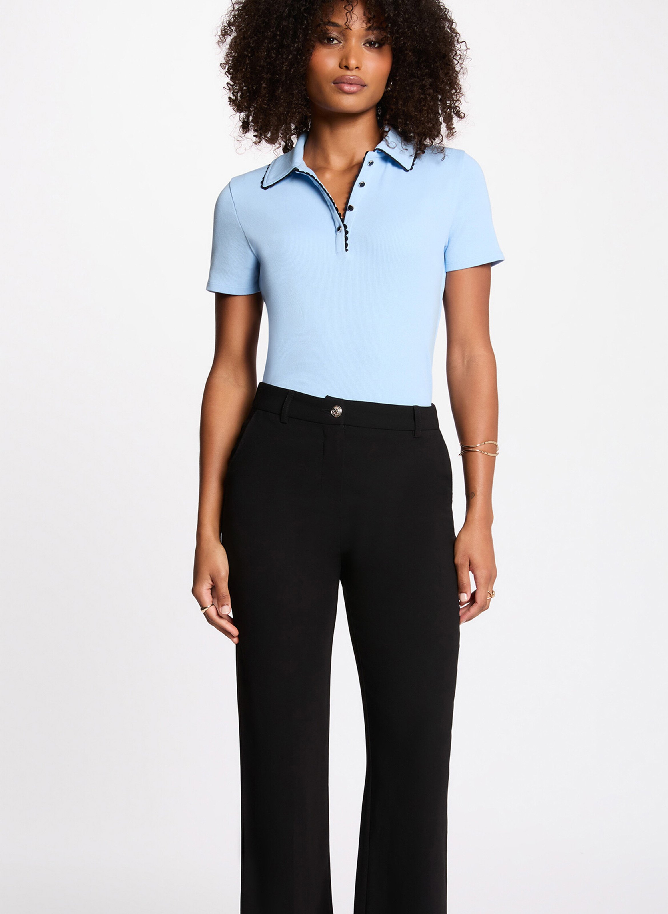 Polo met getailleerde pasvorm in effen breisel MORGAN