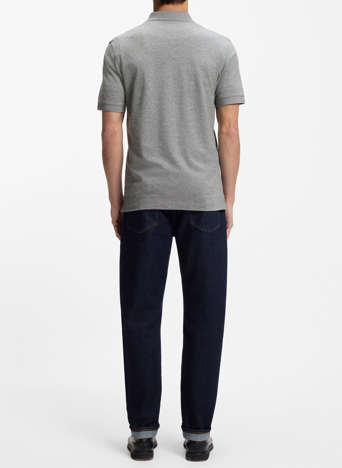 Short-sleeve solid color polo BOSS Silver