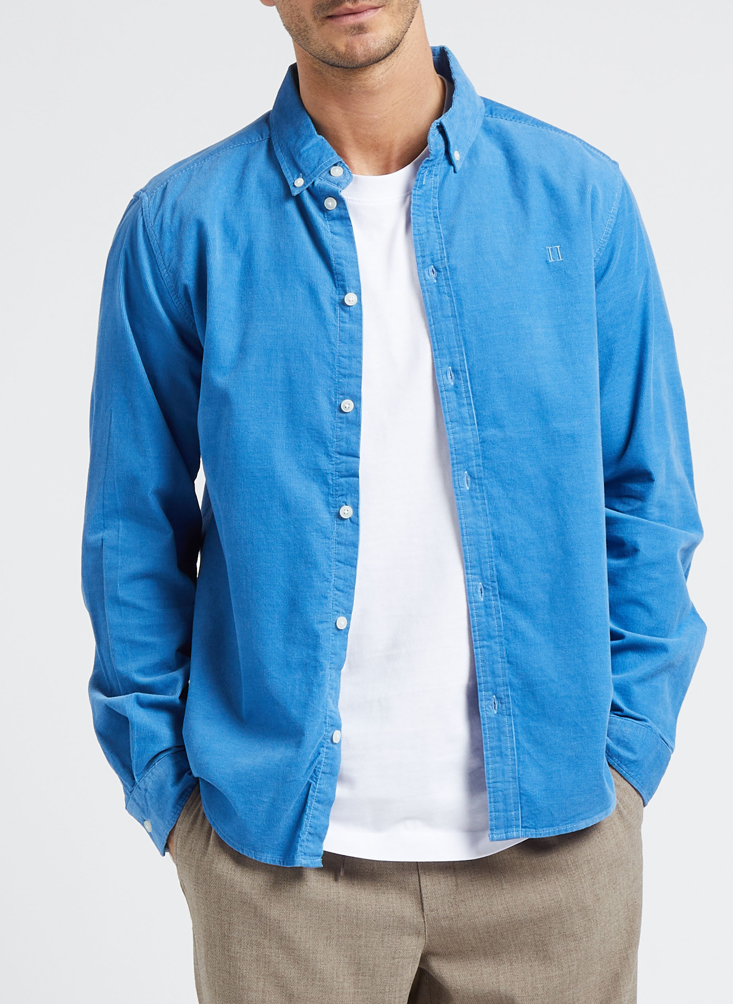 Katoenen overhemd met Amerikaanse kraag LES DEUX Blauw