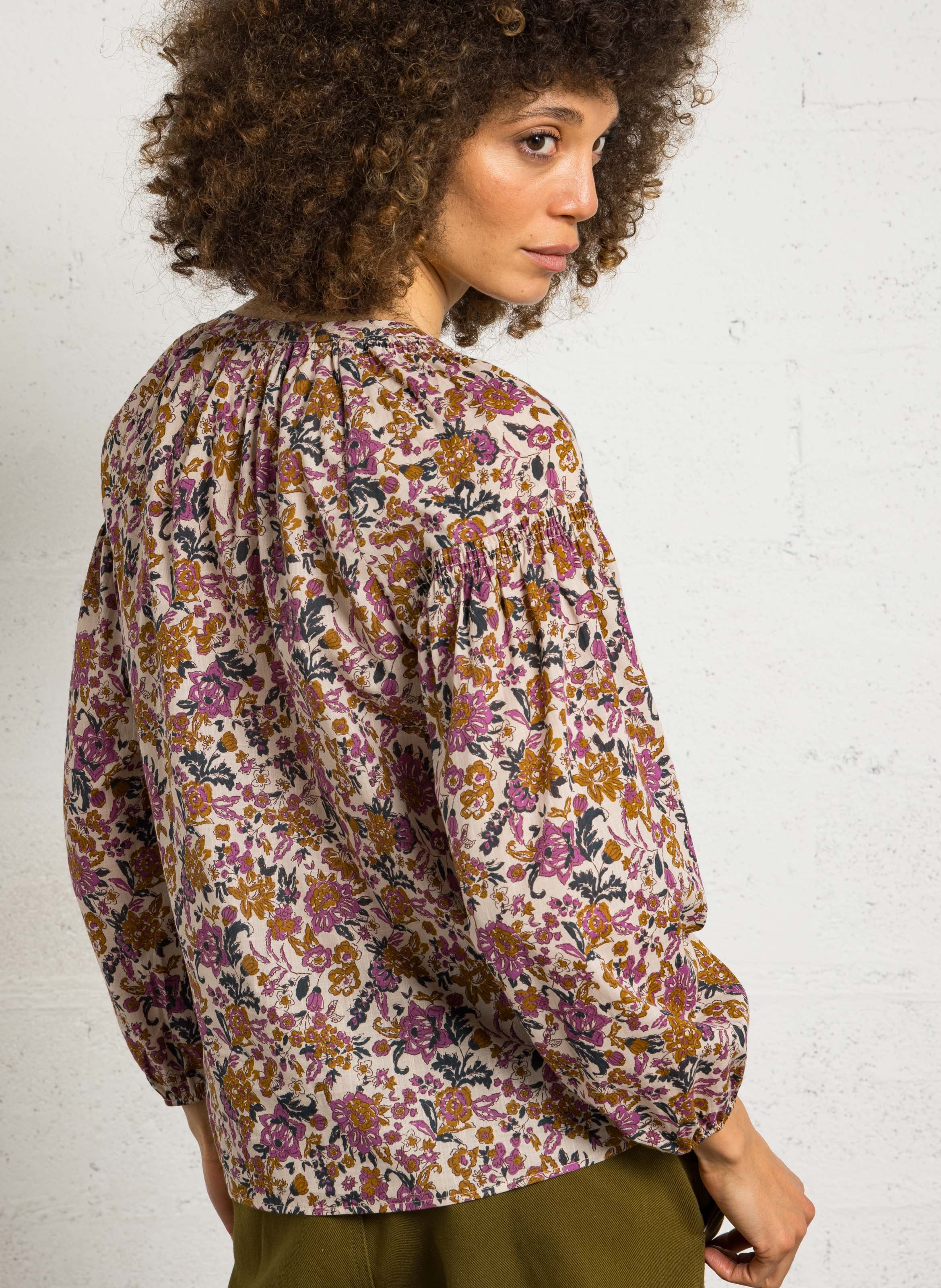 Top droit col tunisien en coton MAISON 123 Beige