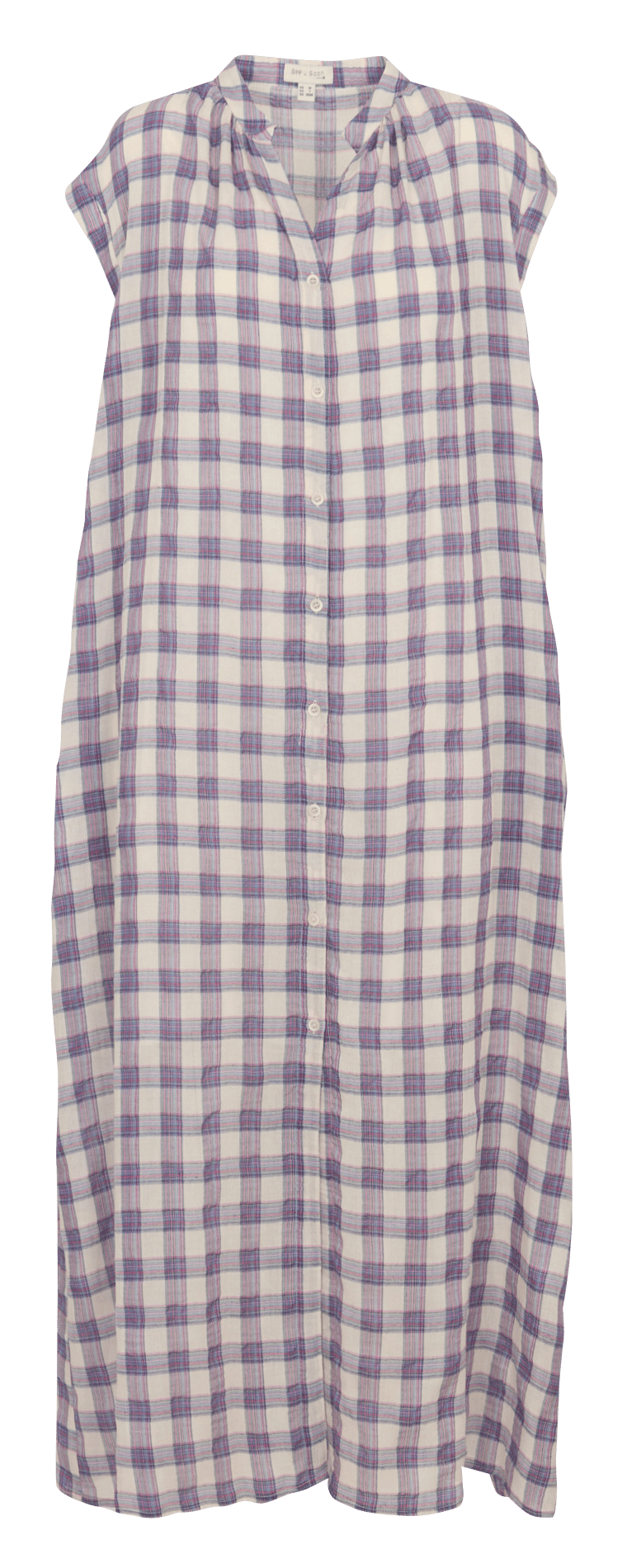 Bedrucktes Maxikleid aus Baumwolle mit V-Ausschnitt SEE U SOON Violett