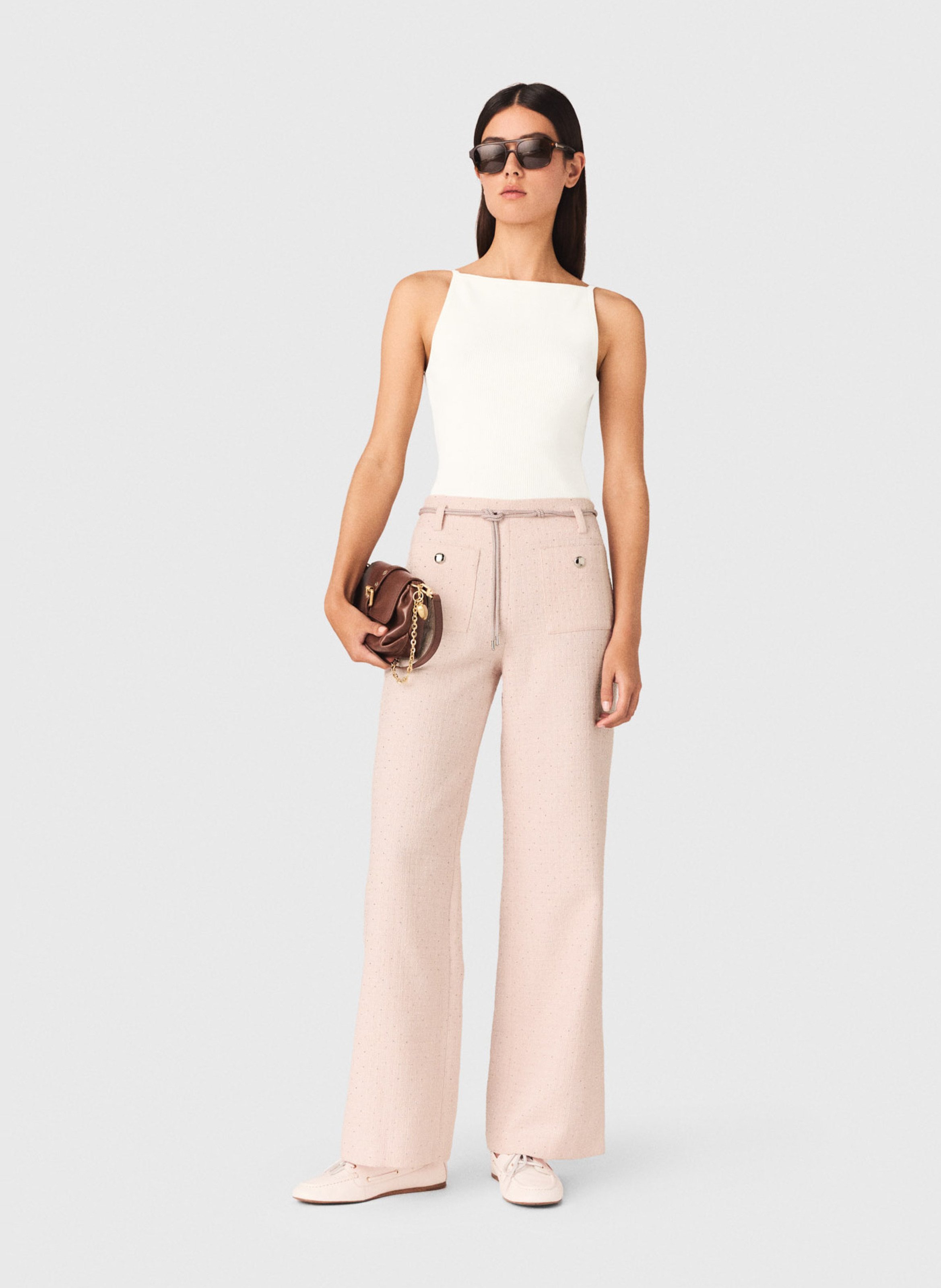 Flared sequin pants MAJE Pink