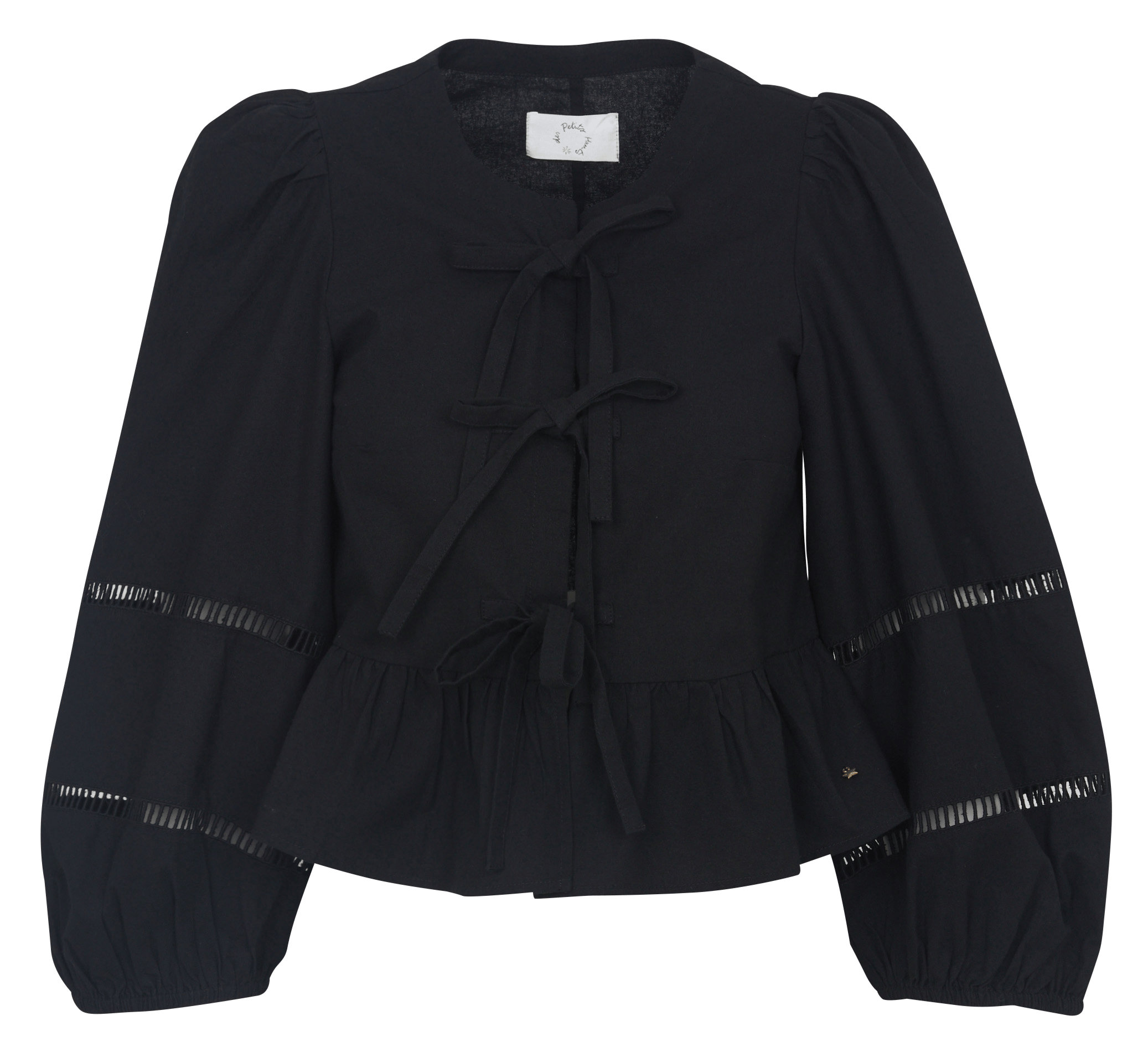 Rechte top met striklinten DES PETITS HAUTS Zwart