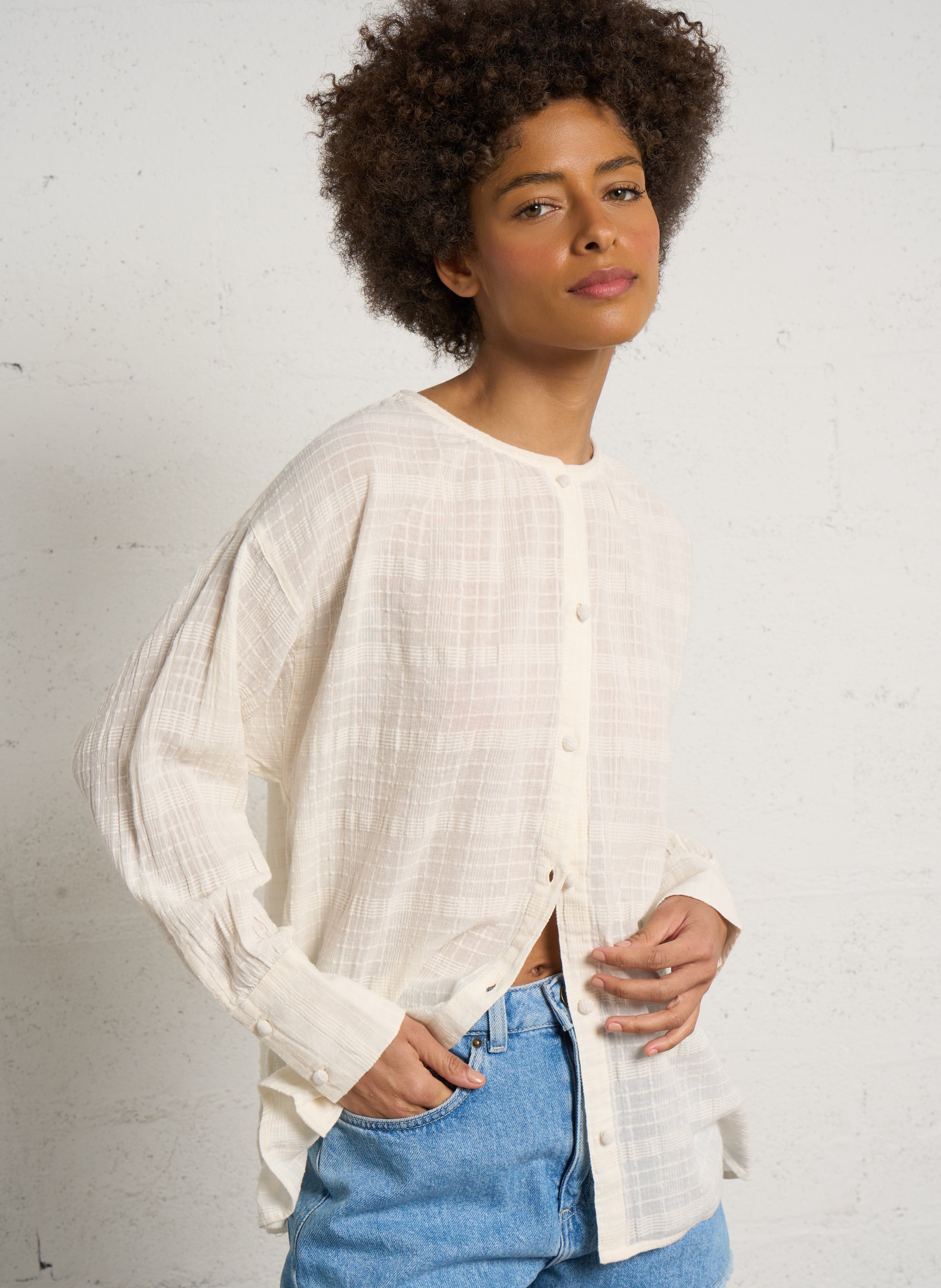 Cotton tunic collar blouse HOD PARIS Beige