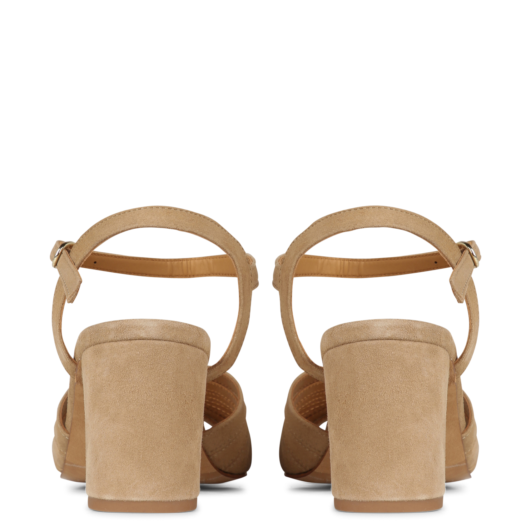 Sandales à talons en cuir velours BOBBIES Beige